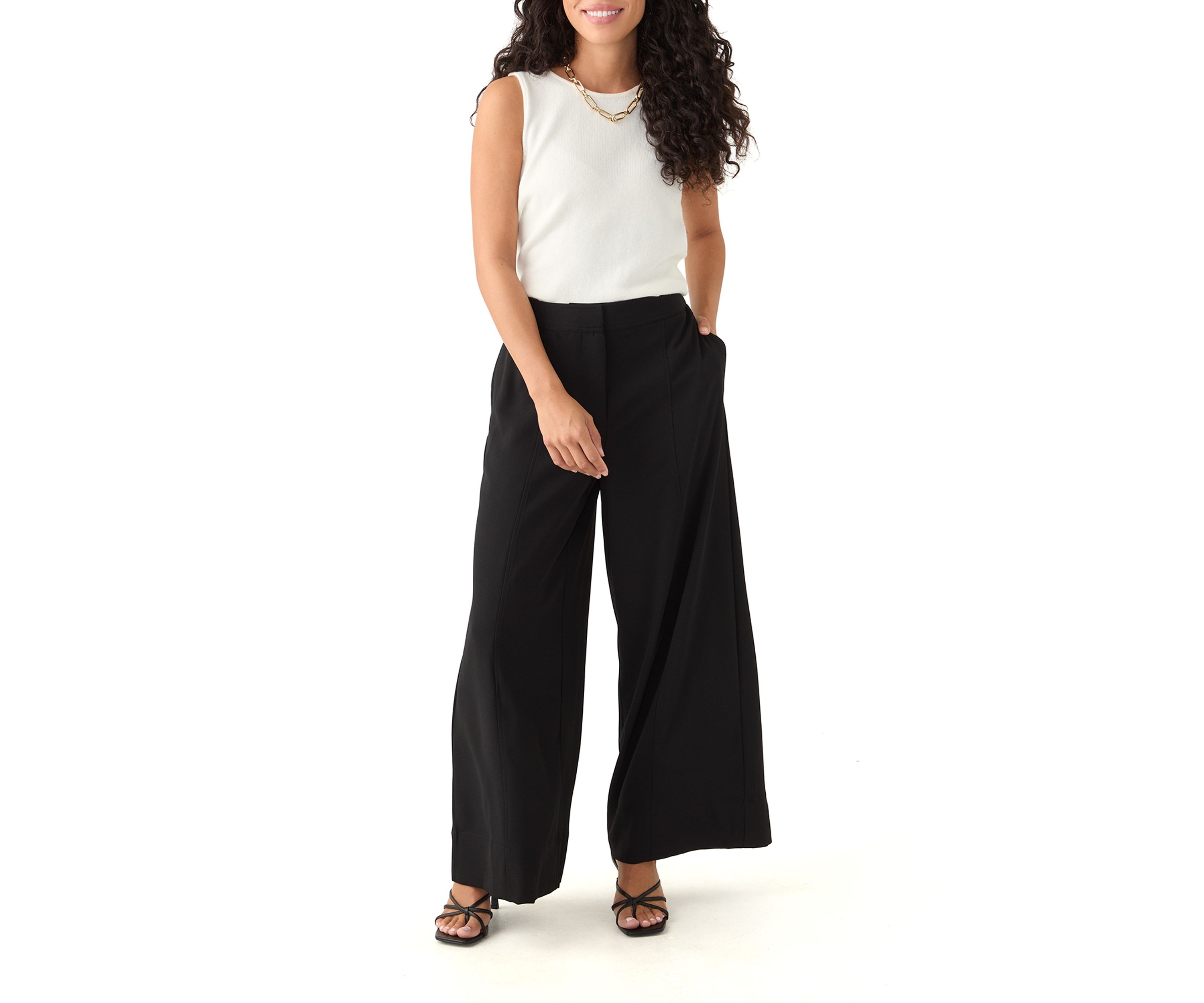 Petite High Rise Single Pleat Pants