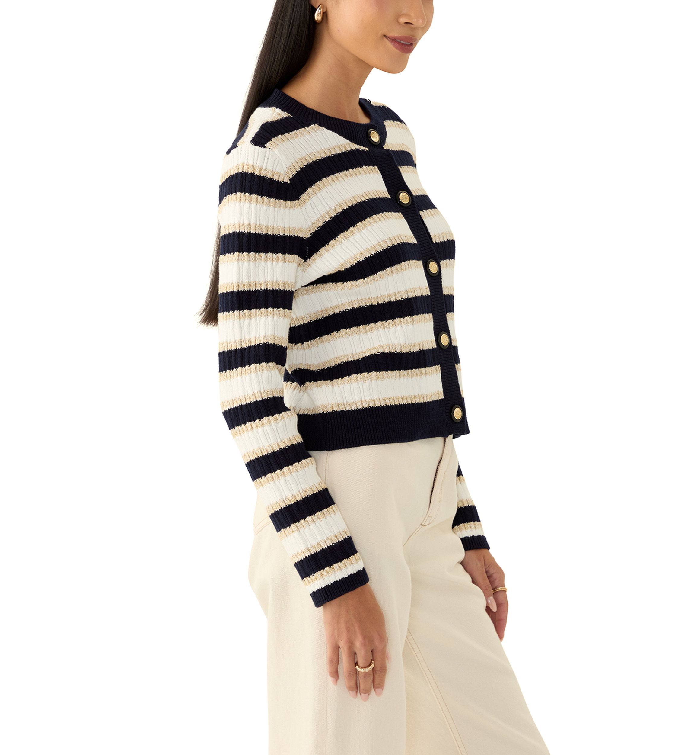 Petite Striped Cardigan Sweater