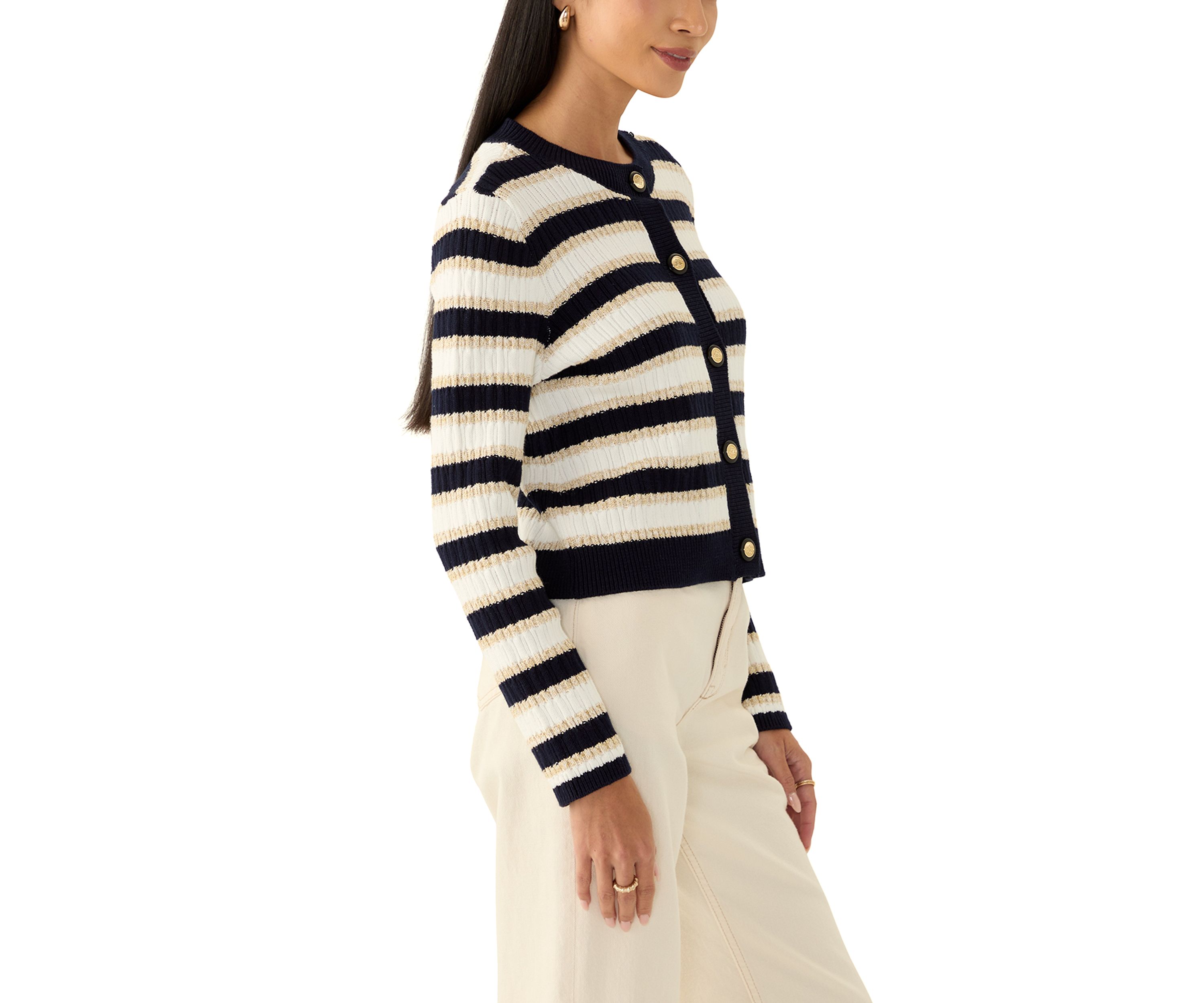 Petite Striped Cardigan Sweater