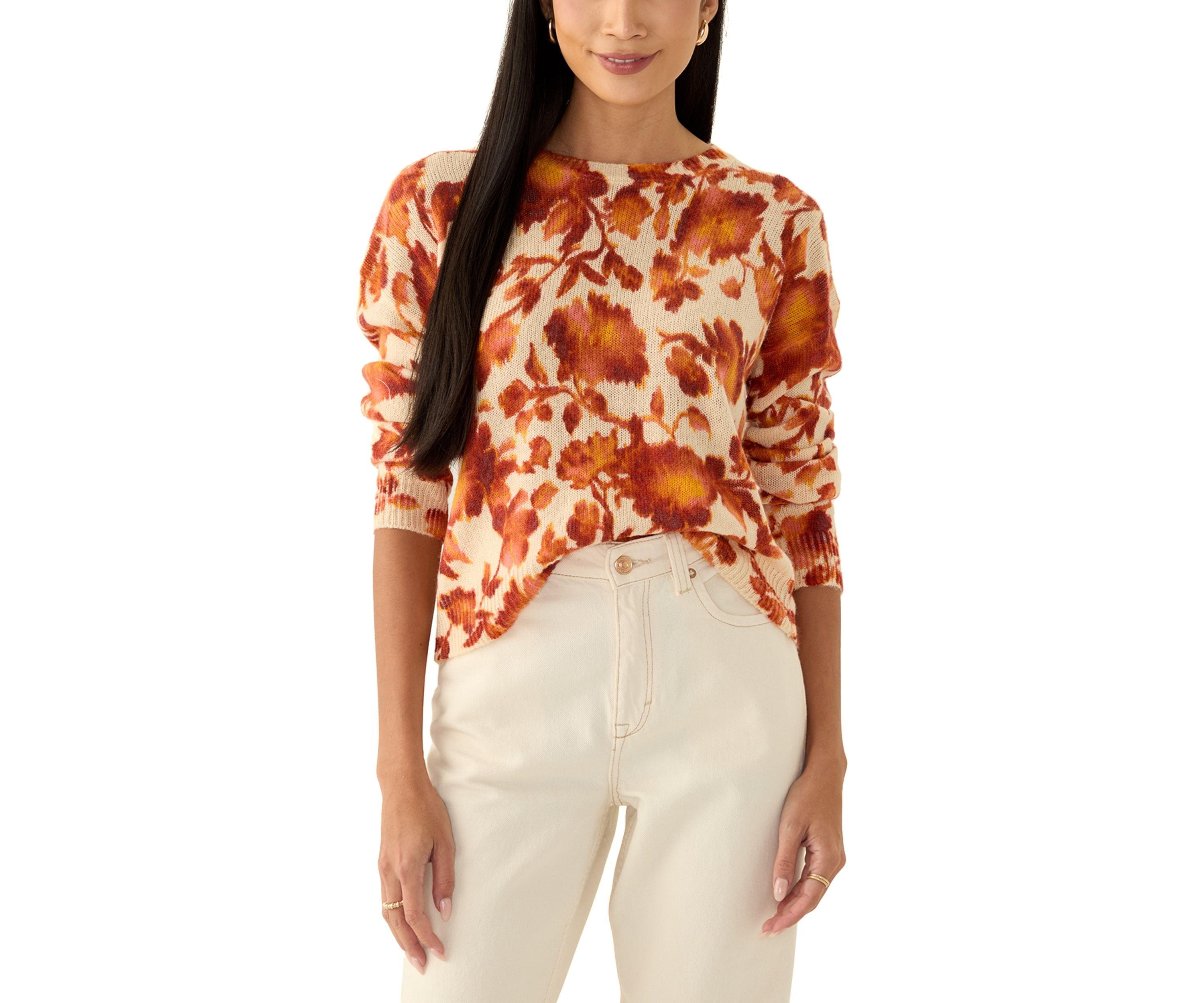 Petite Floral Drop Shoulder Sweater 