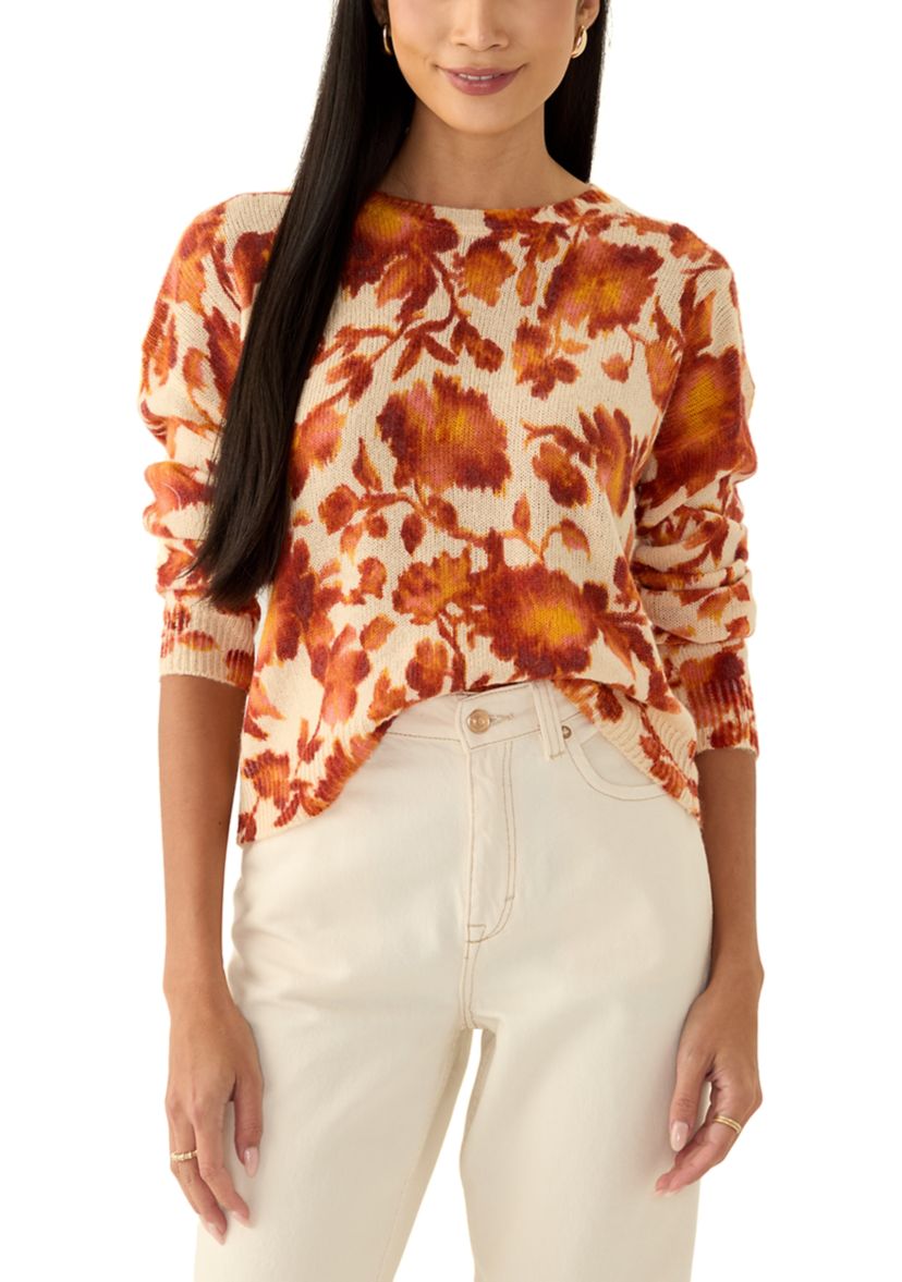 Petite Floral Drop Shoulder Sweater 