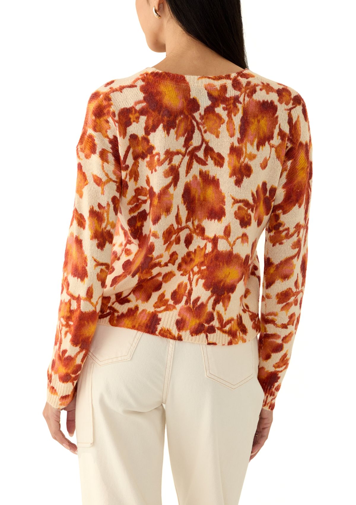 Petite Floral Drop Shoulder Sweater 