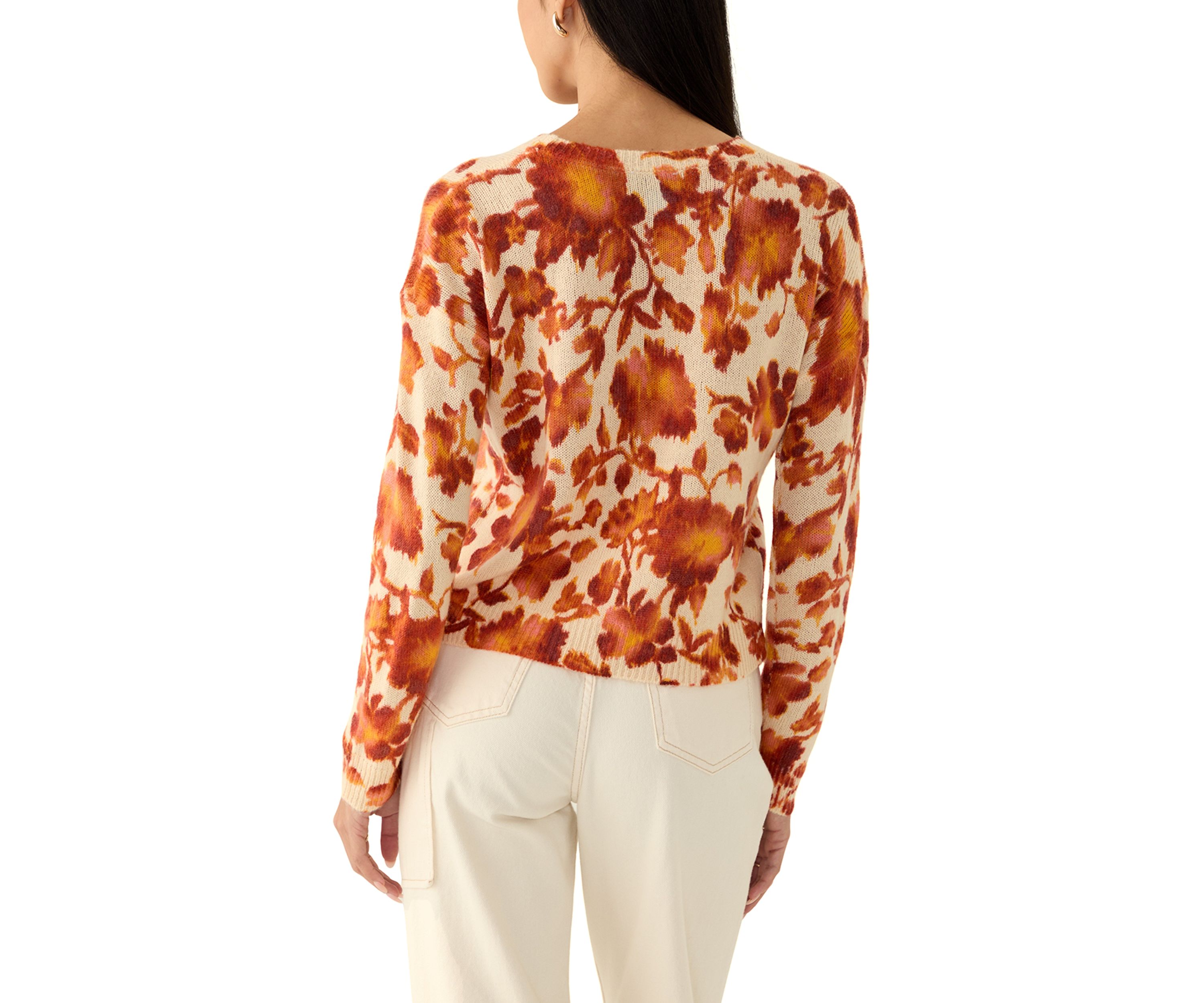 Petite Floral Drop Shoulder Sweater 