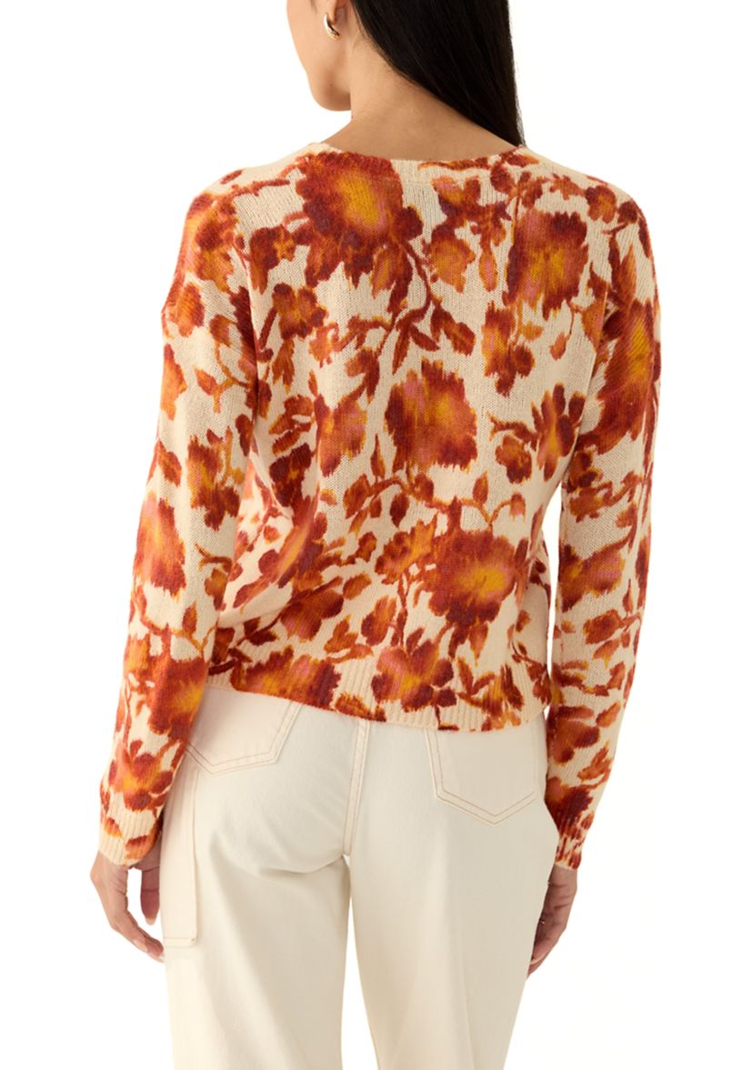 Petite Floral Drop Shoulder Sweater 
