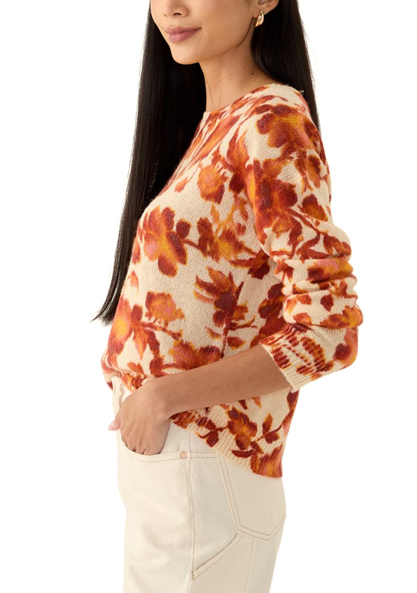 Petite Floral Drop Shoulder Sweater 