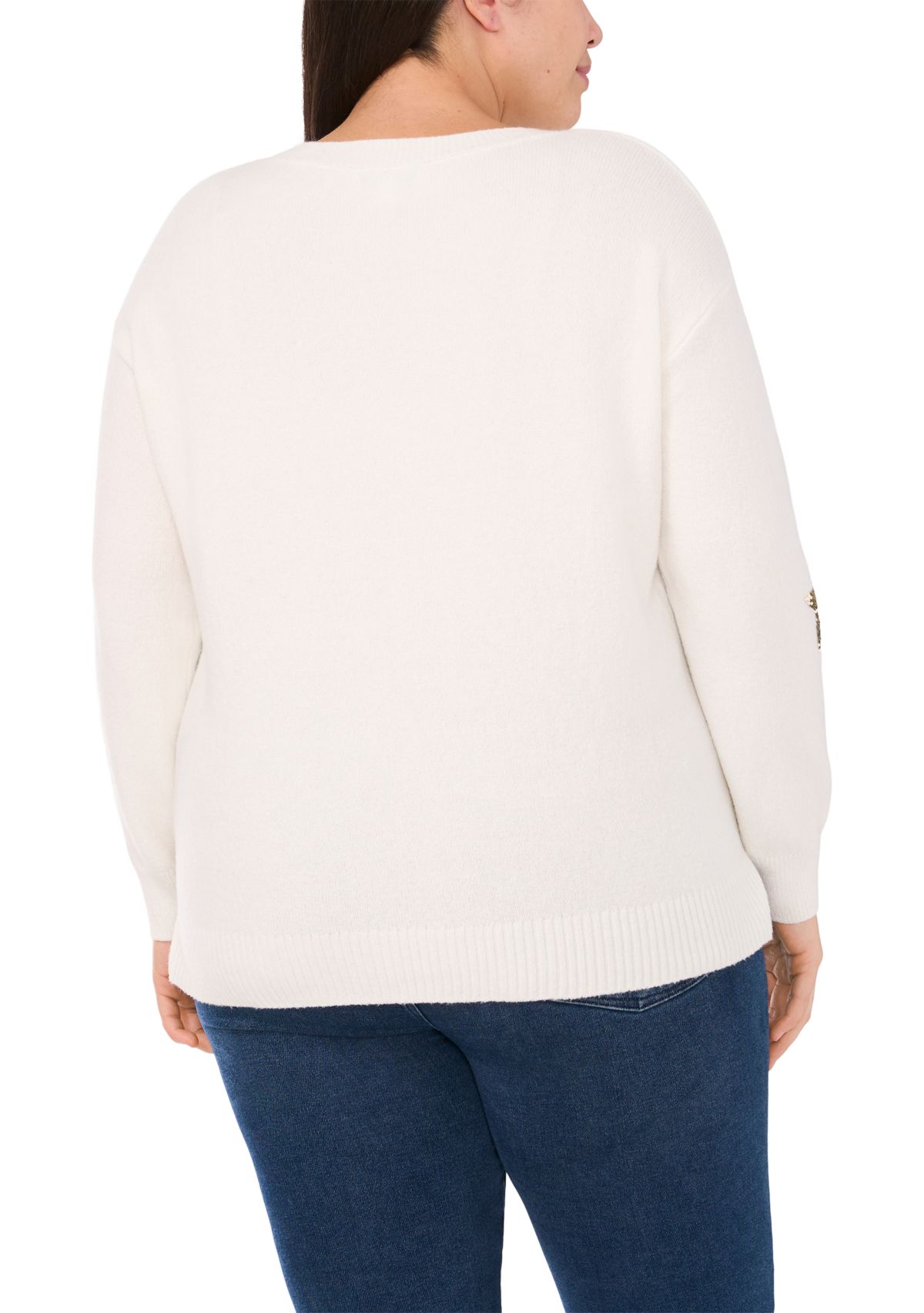 Plus Size Crew Neck Star Graphic Sweater 