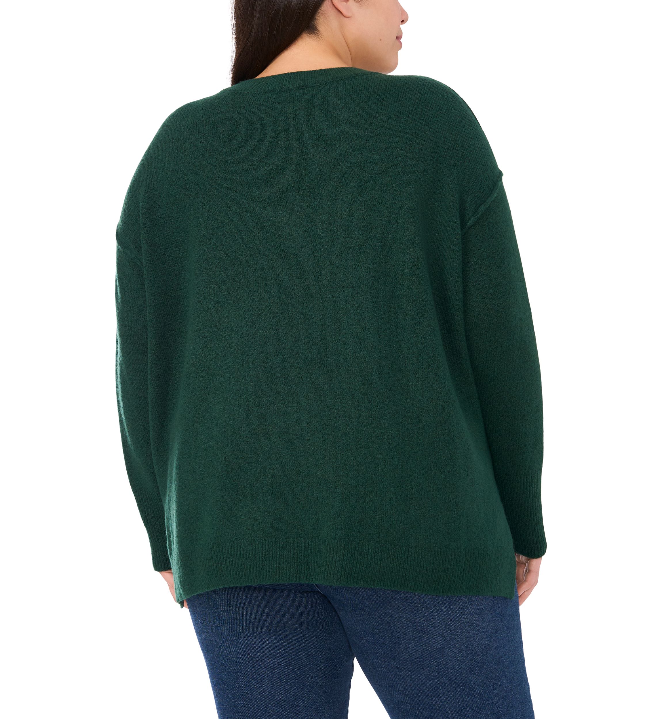 Plus Size Allover Rhinestone Crew Neck Sweater