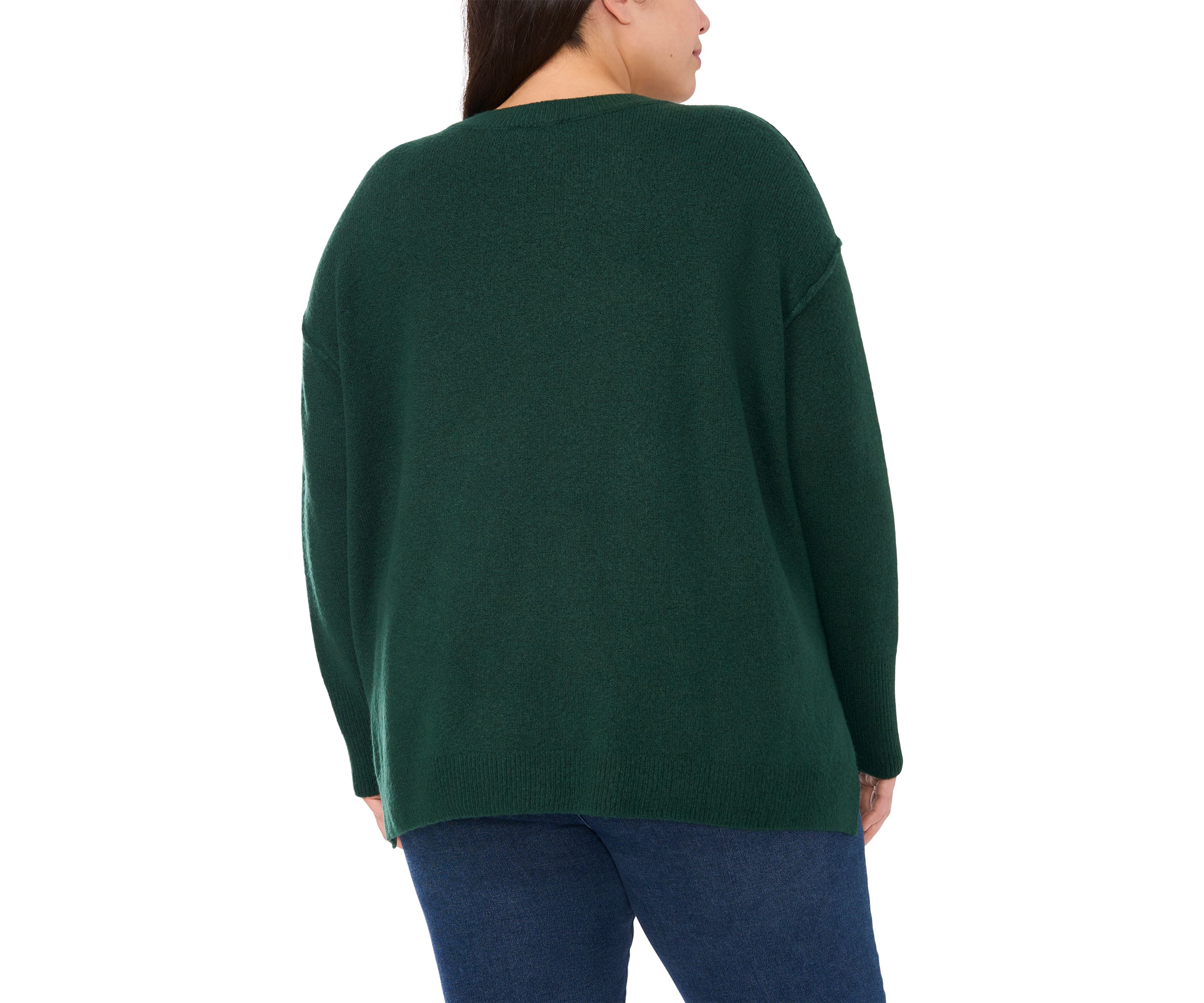 Plus Size Allover Rhinestone Crew Neck Sweater