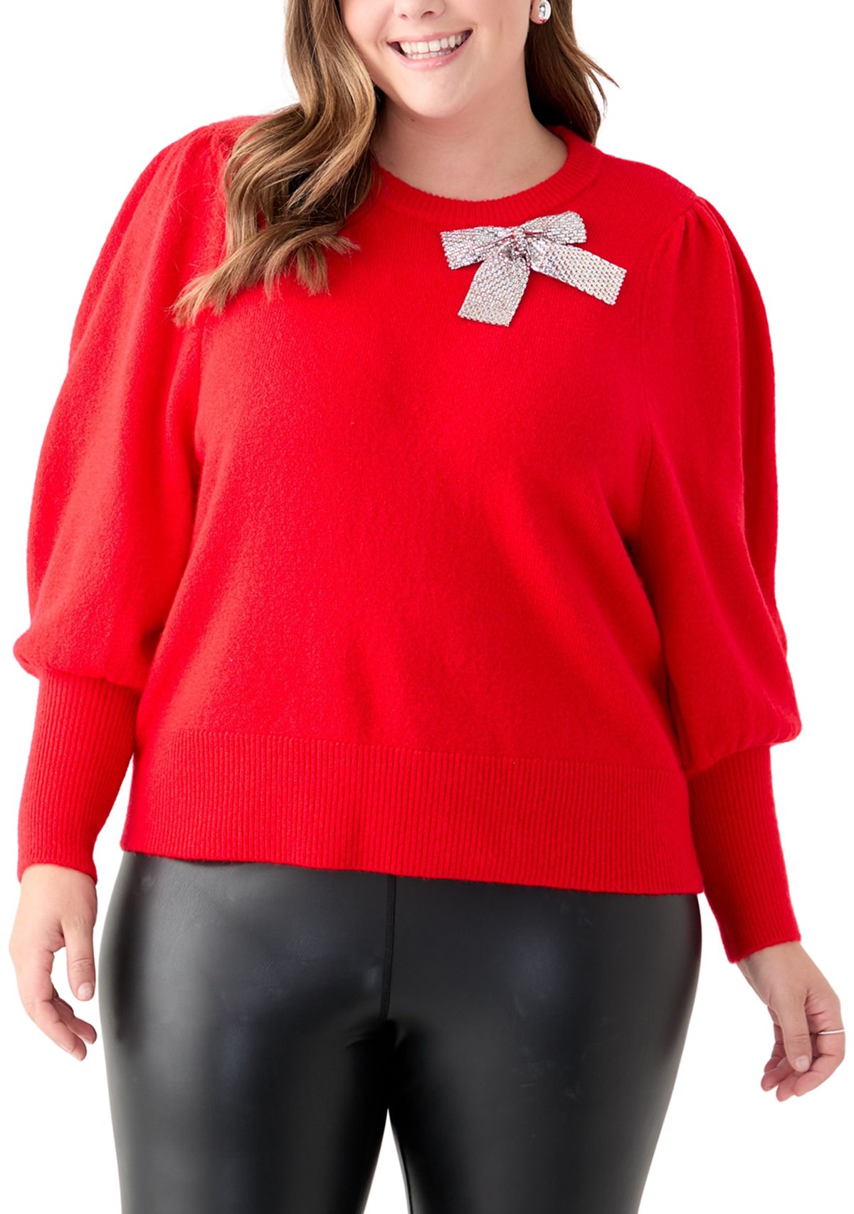 Plus Size Bow Cozy Sweater 