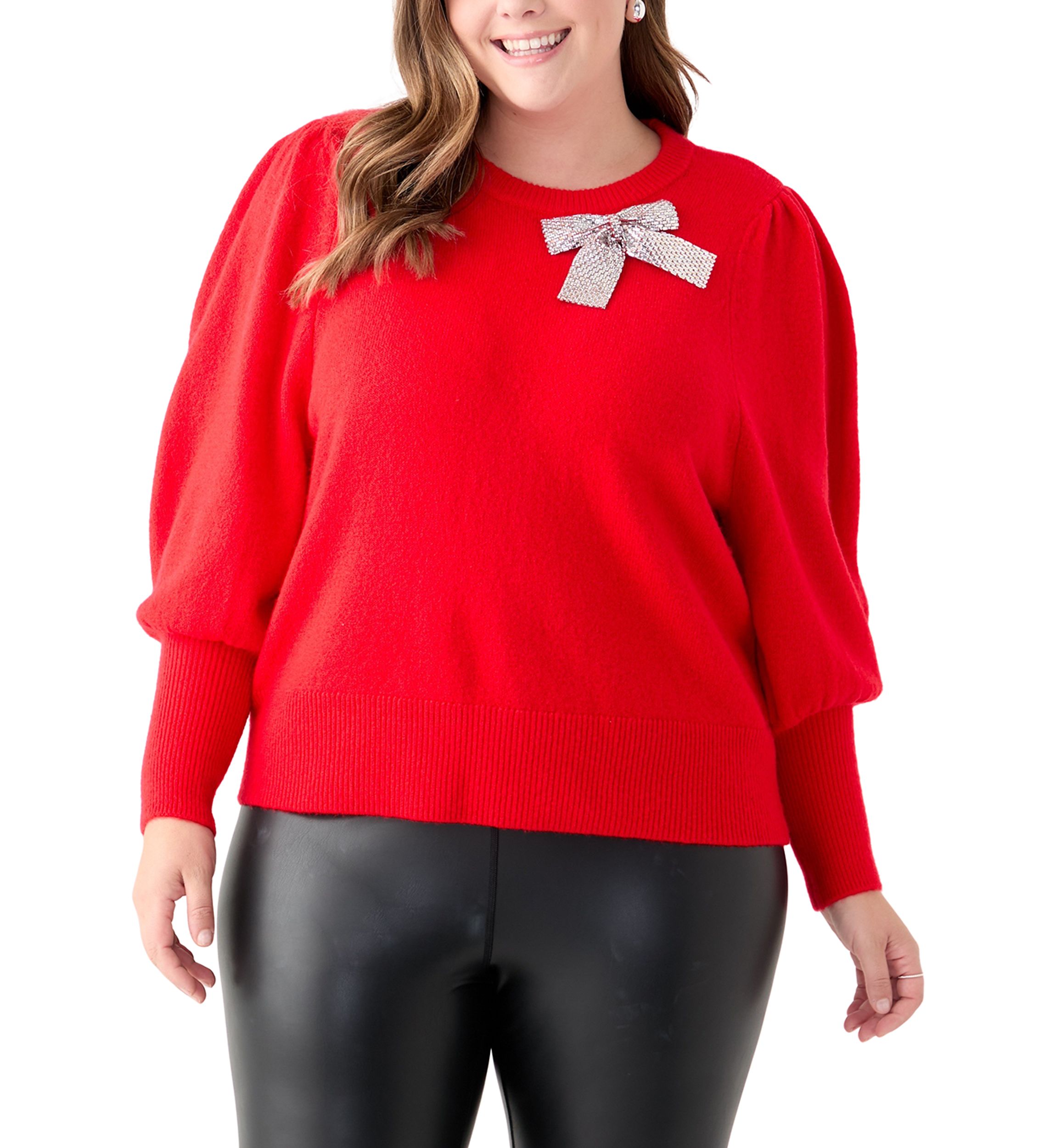 Plus Size Bow Cozy Sweater 