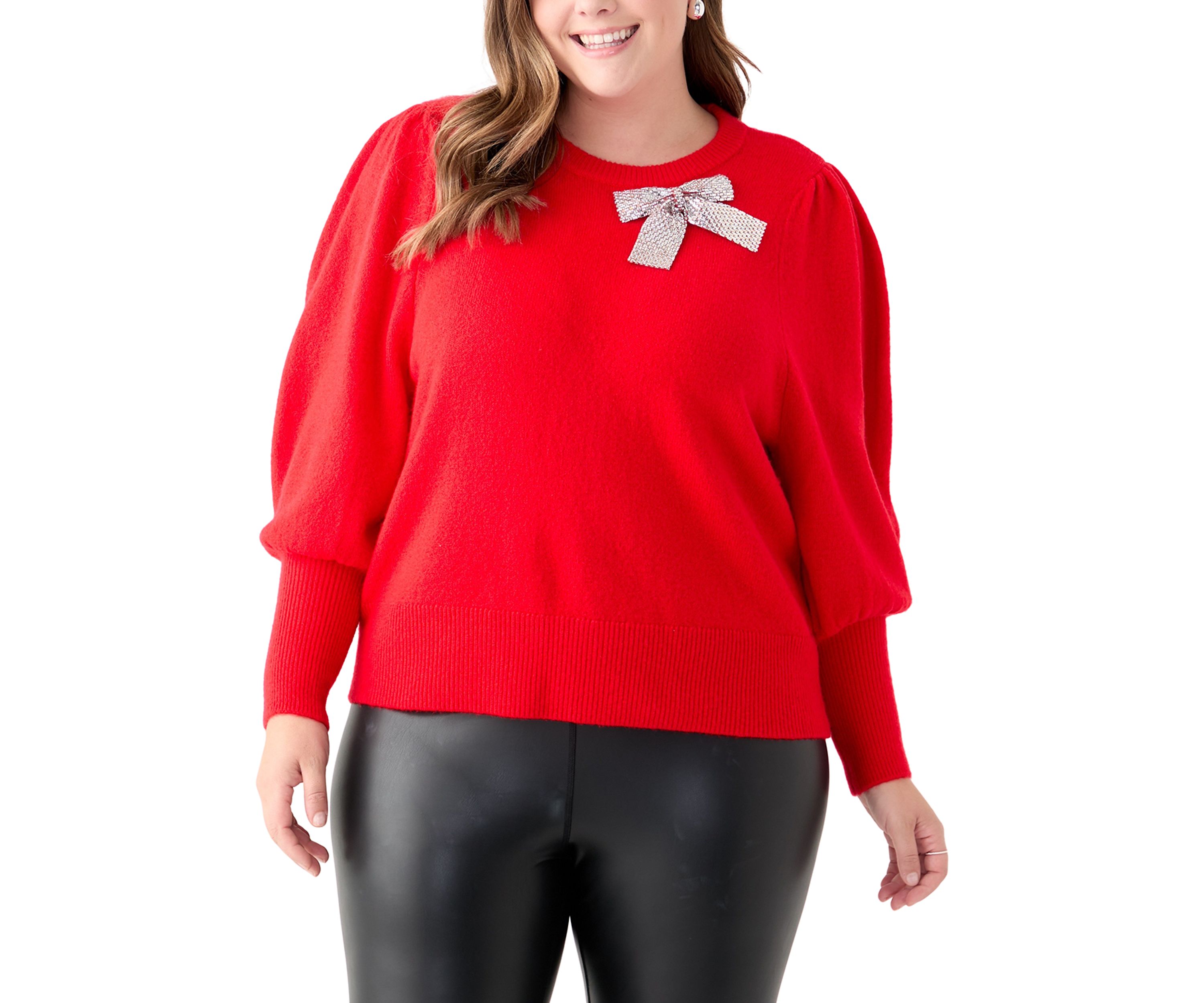 Plus Size Bow Cozy Sweater 