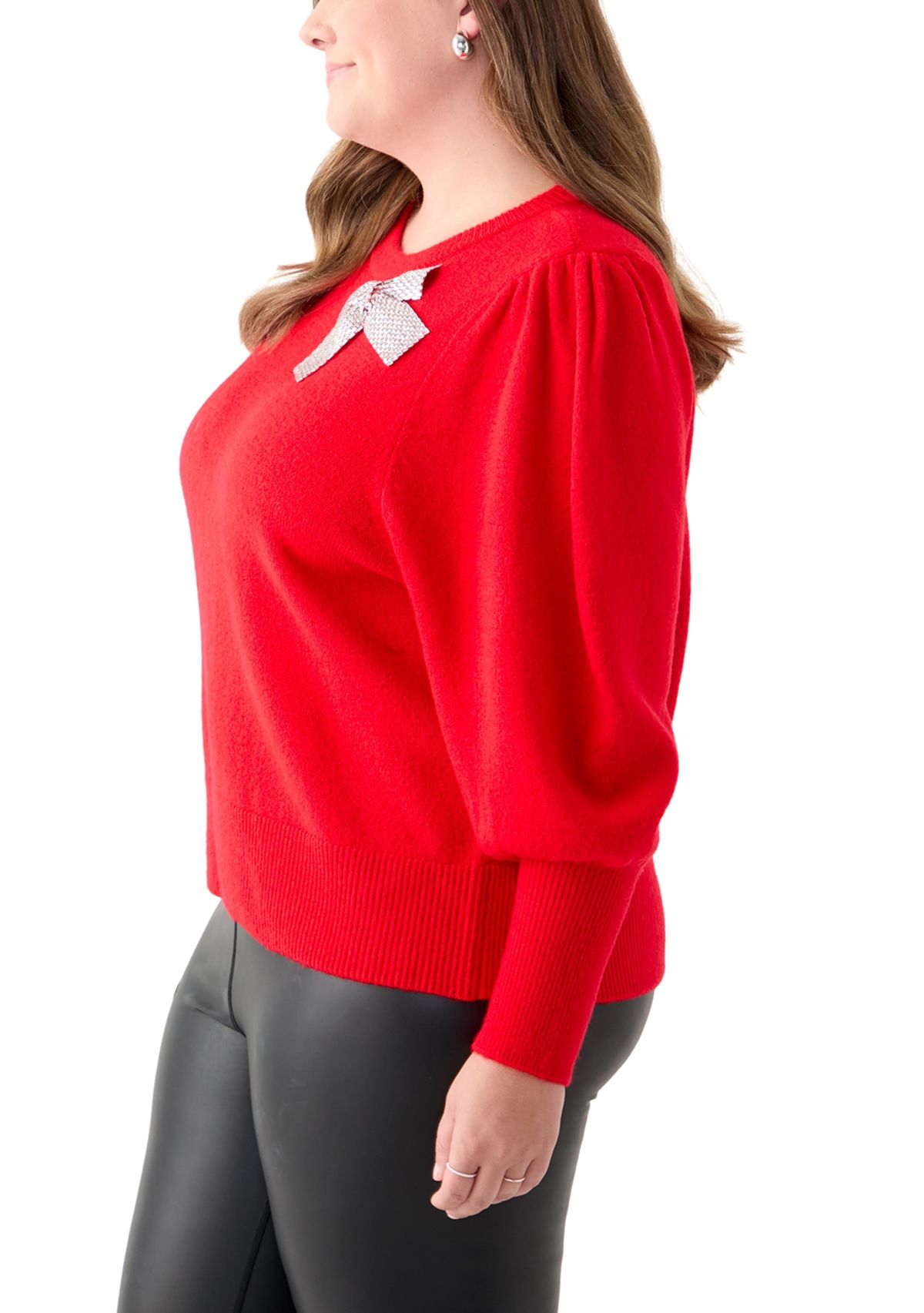 Plus Size Bow Cozy Sweater 