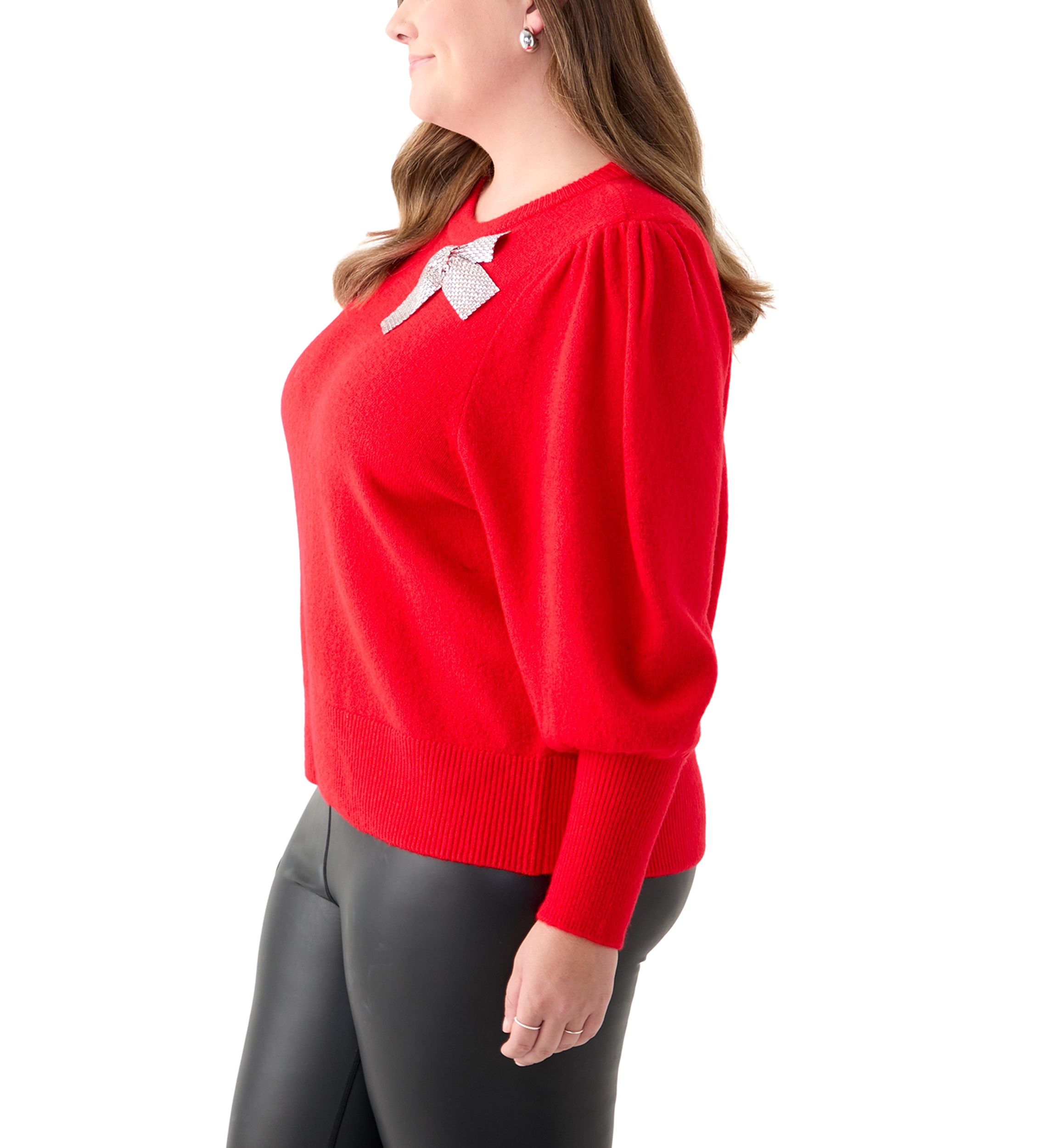 Plus Size Bow Cozy Sweater 