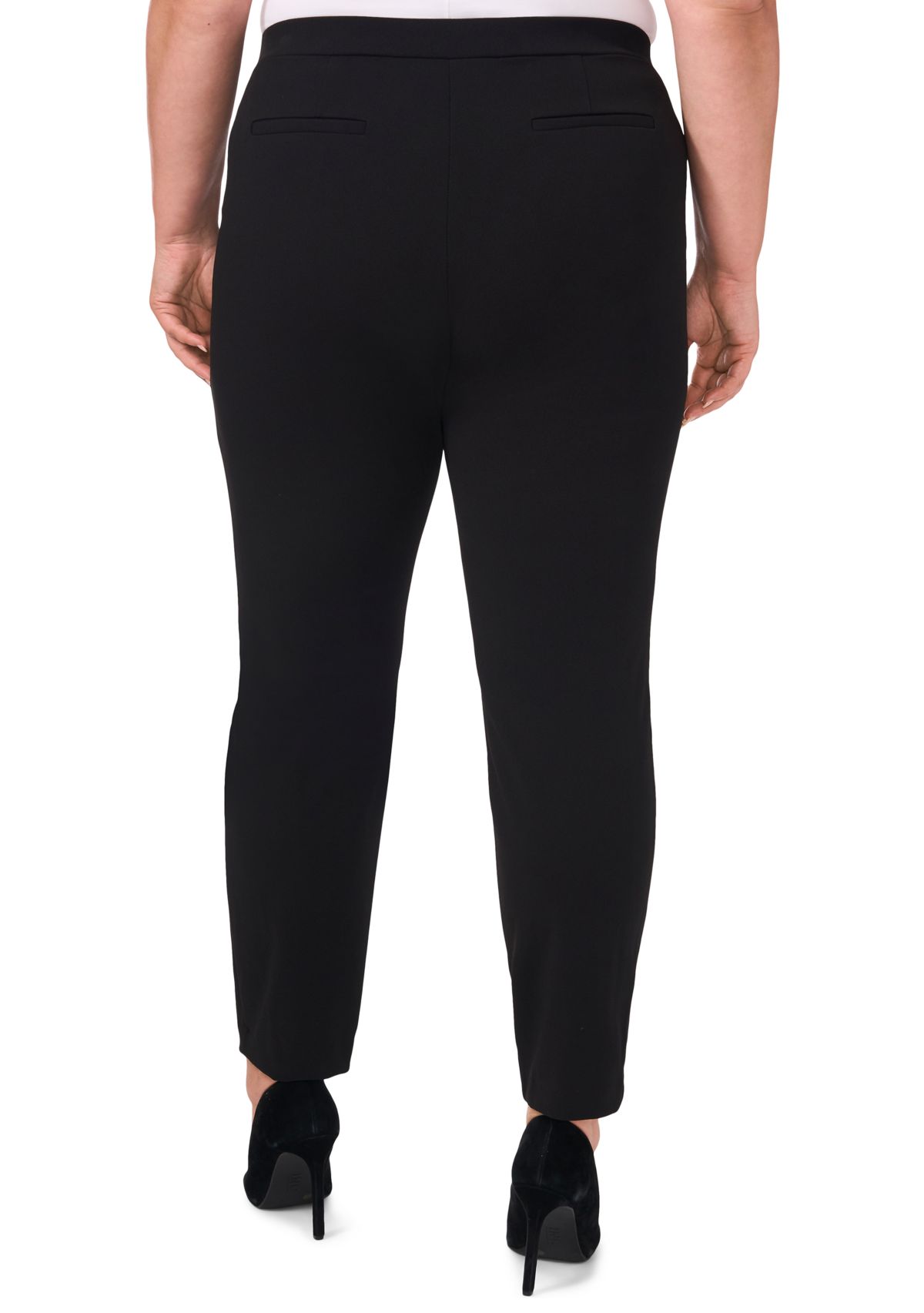 Plus Size Straight Leg Ponte Pants with Slit