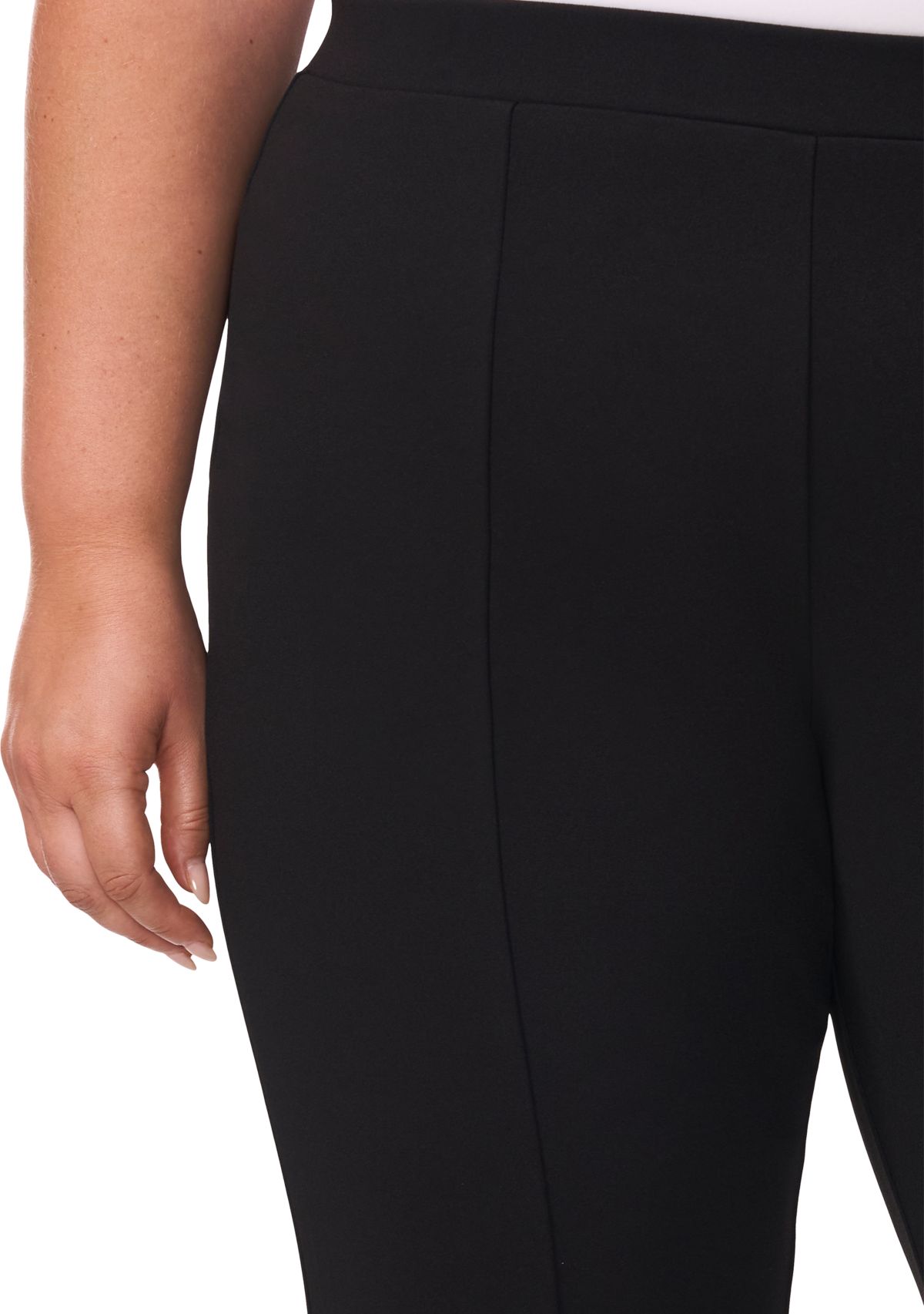 Plus Size Straight Leg Ponte Pants with Slit