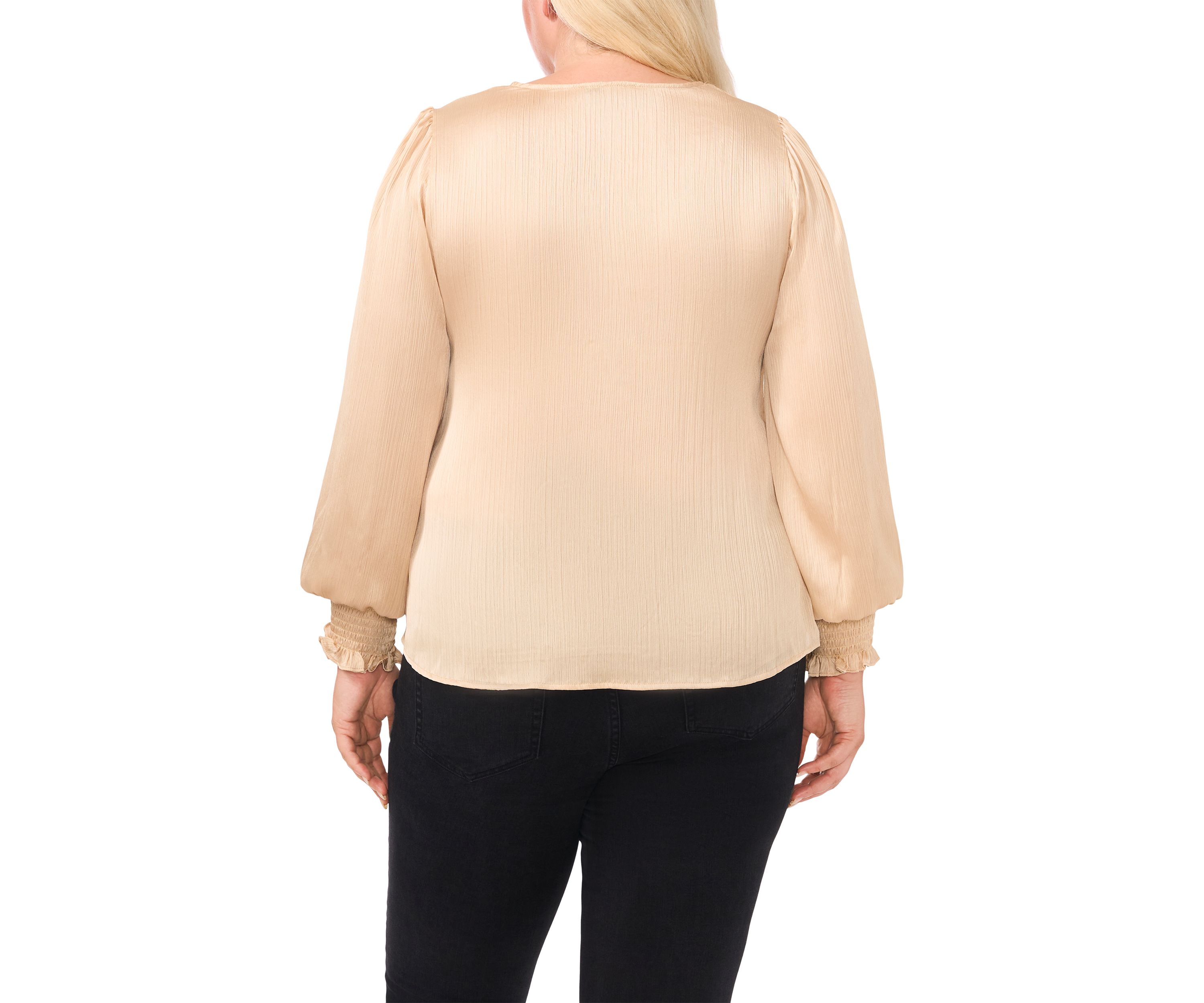 Plus Size V-Neck Long Sleeve Blouse