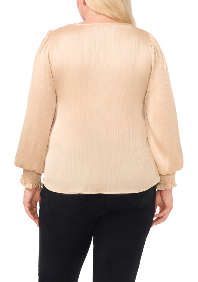 Plus Size V-Neck Long Sleeve Blouse