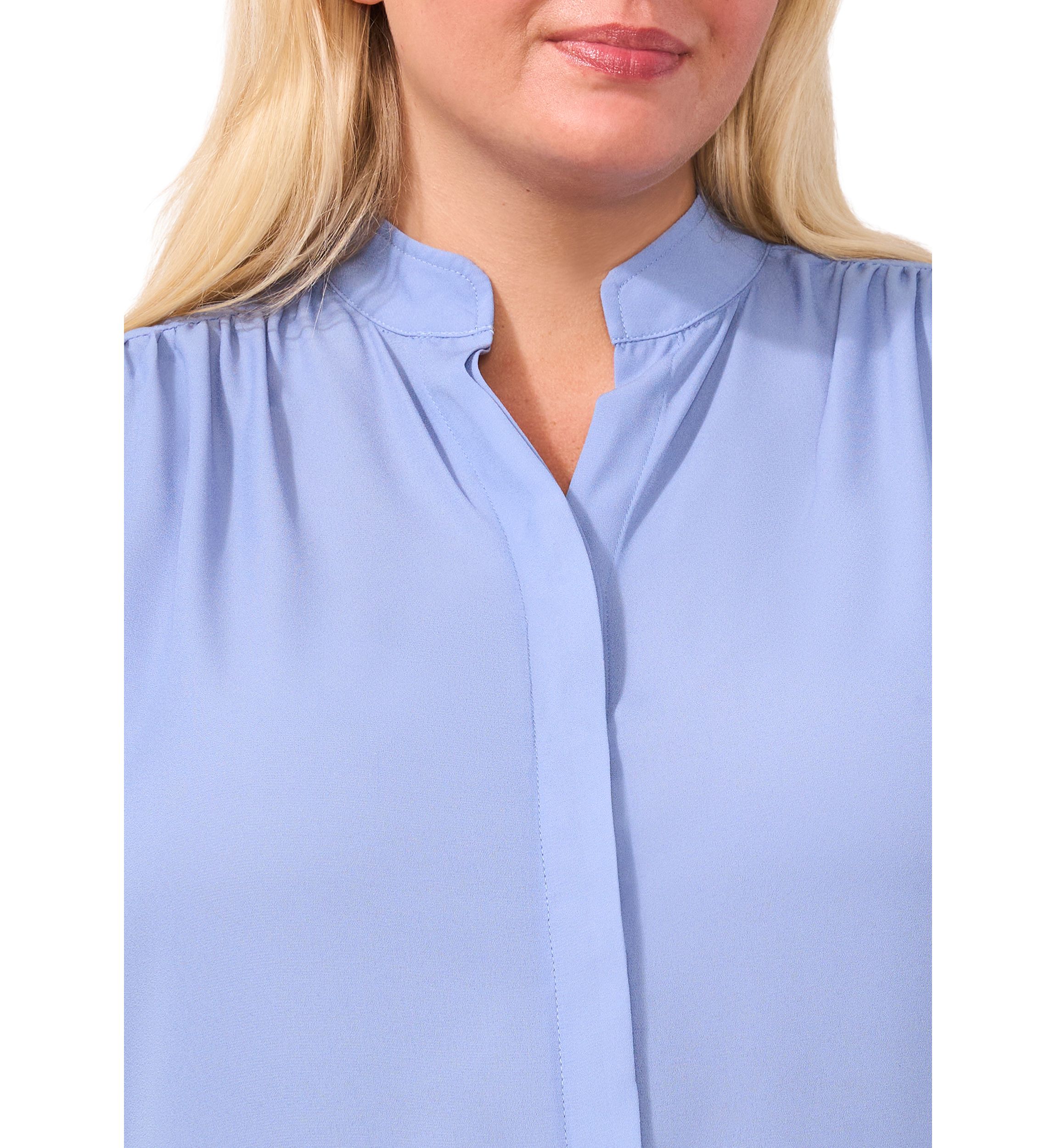 Plus Size Split Neck 3/4 Sleeve Blouse