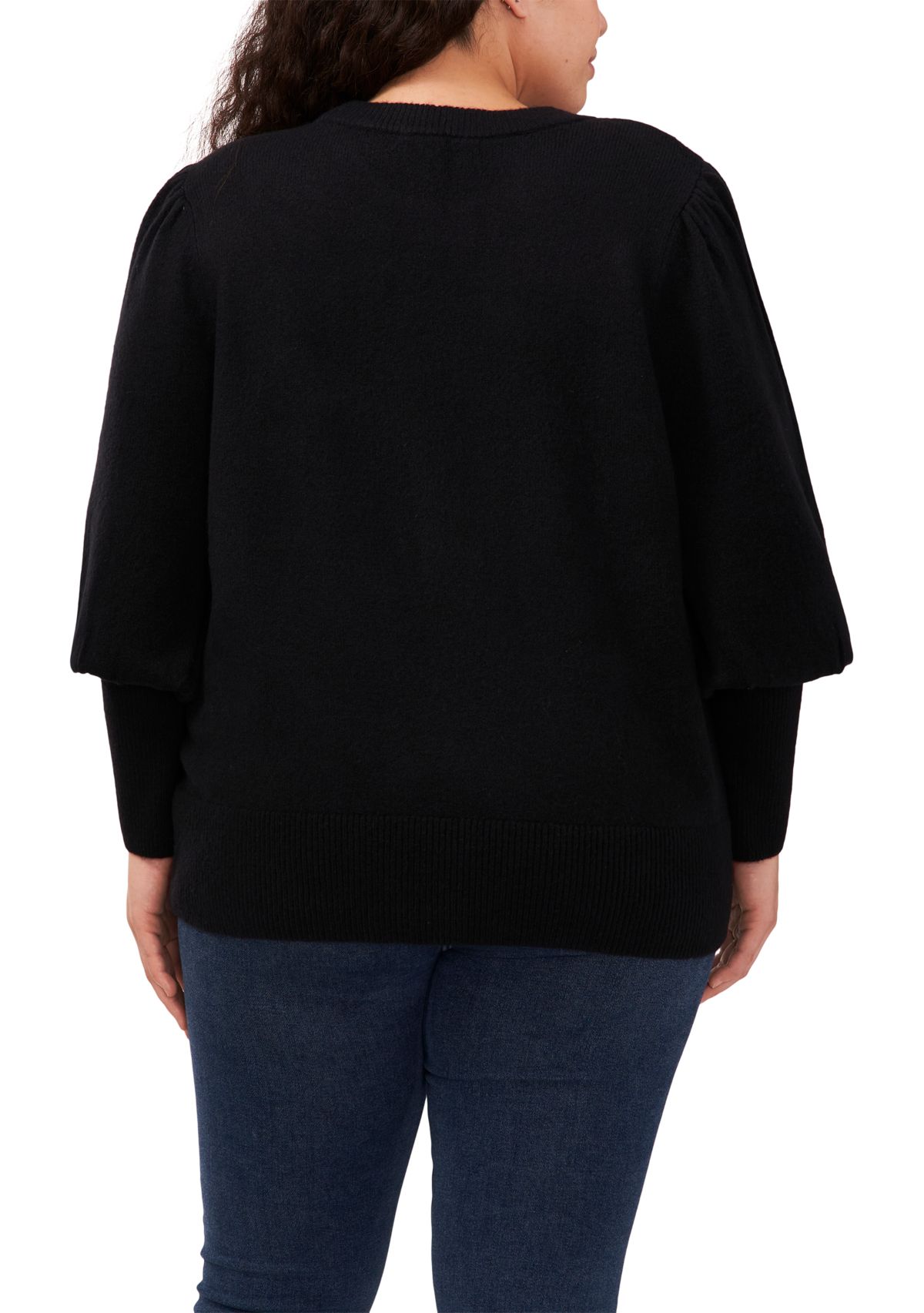 Plus Size Crew Neck Bow Embellished Sweater