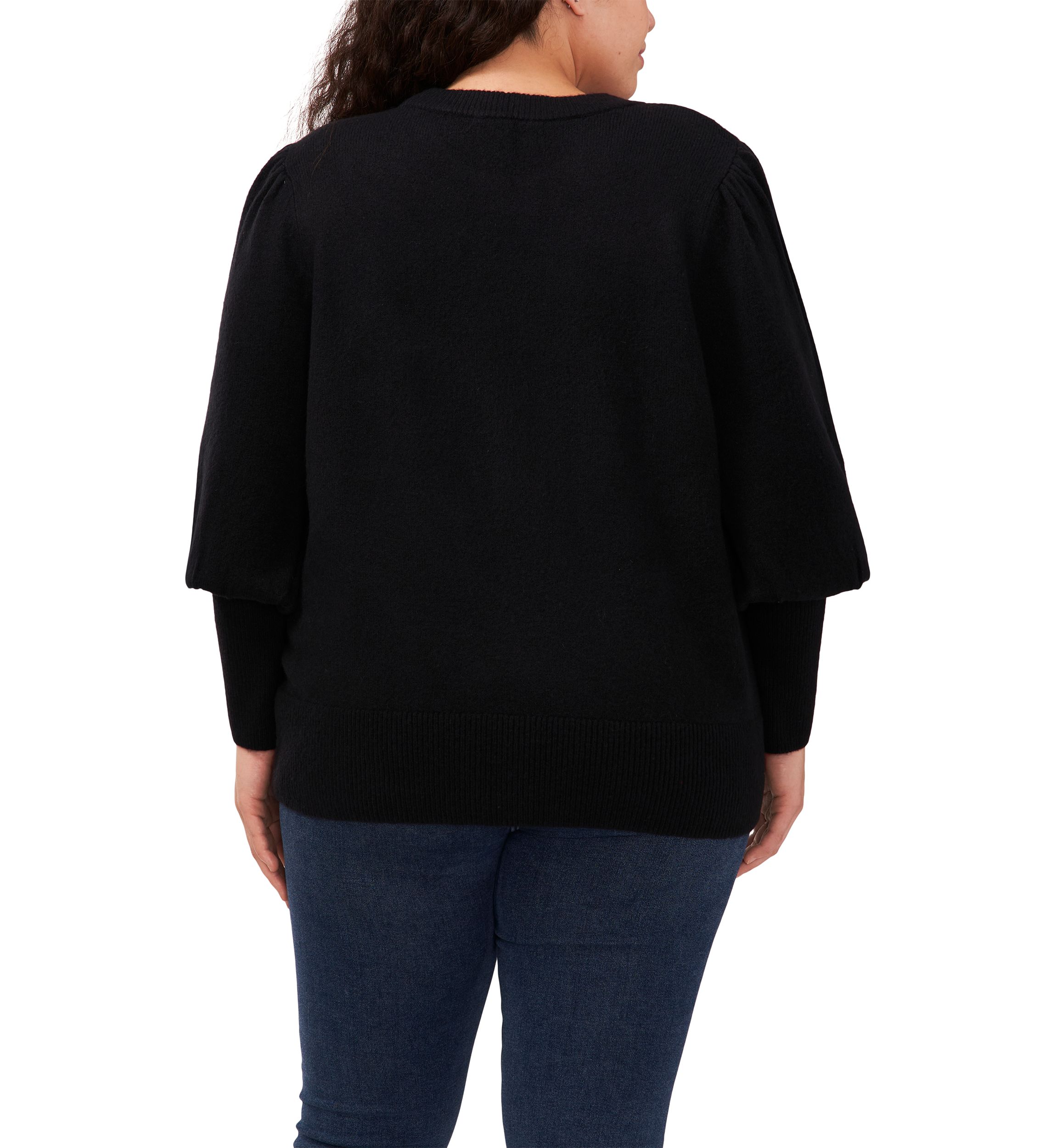 Plus Size Crew Neck Bow Embellished Sweater