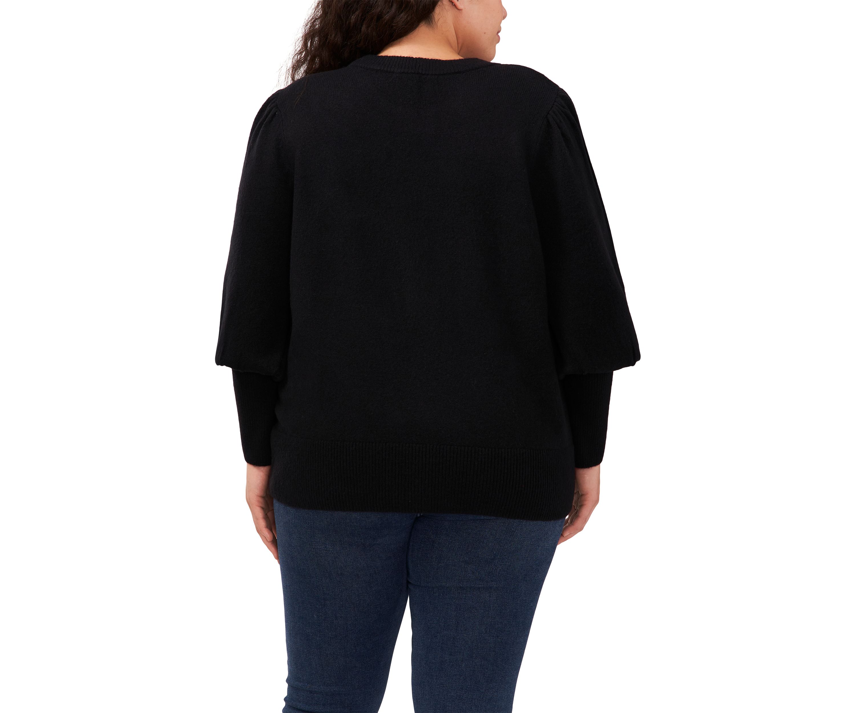 Plus Size Crew Neck Bow Embellished Sweater