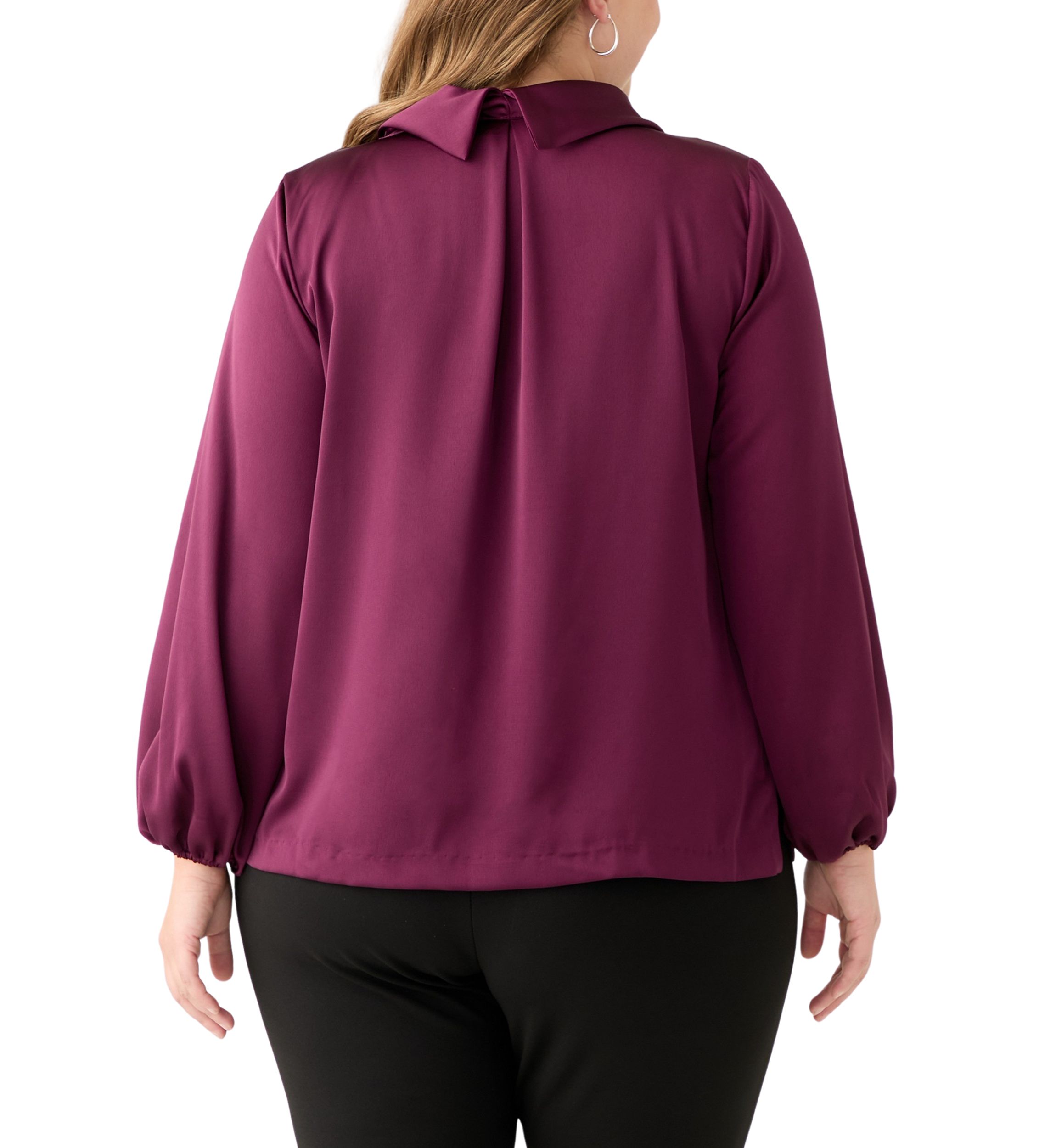 Plus Size Long Sleeve Cowl Neck Blouse