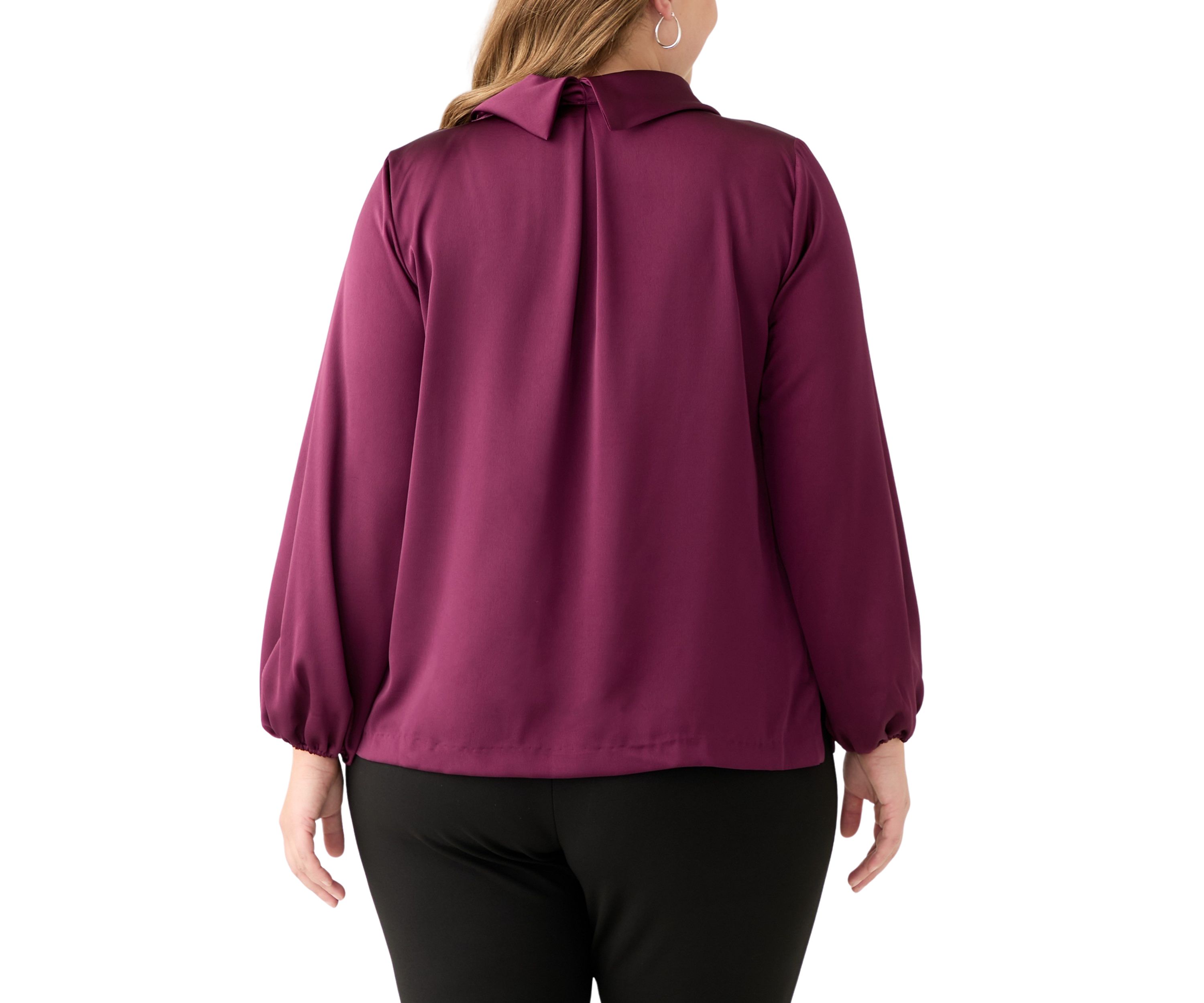 Plus Size Long Sleeve Cowl Neck Blouse