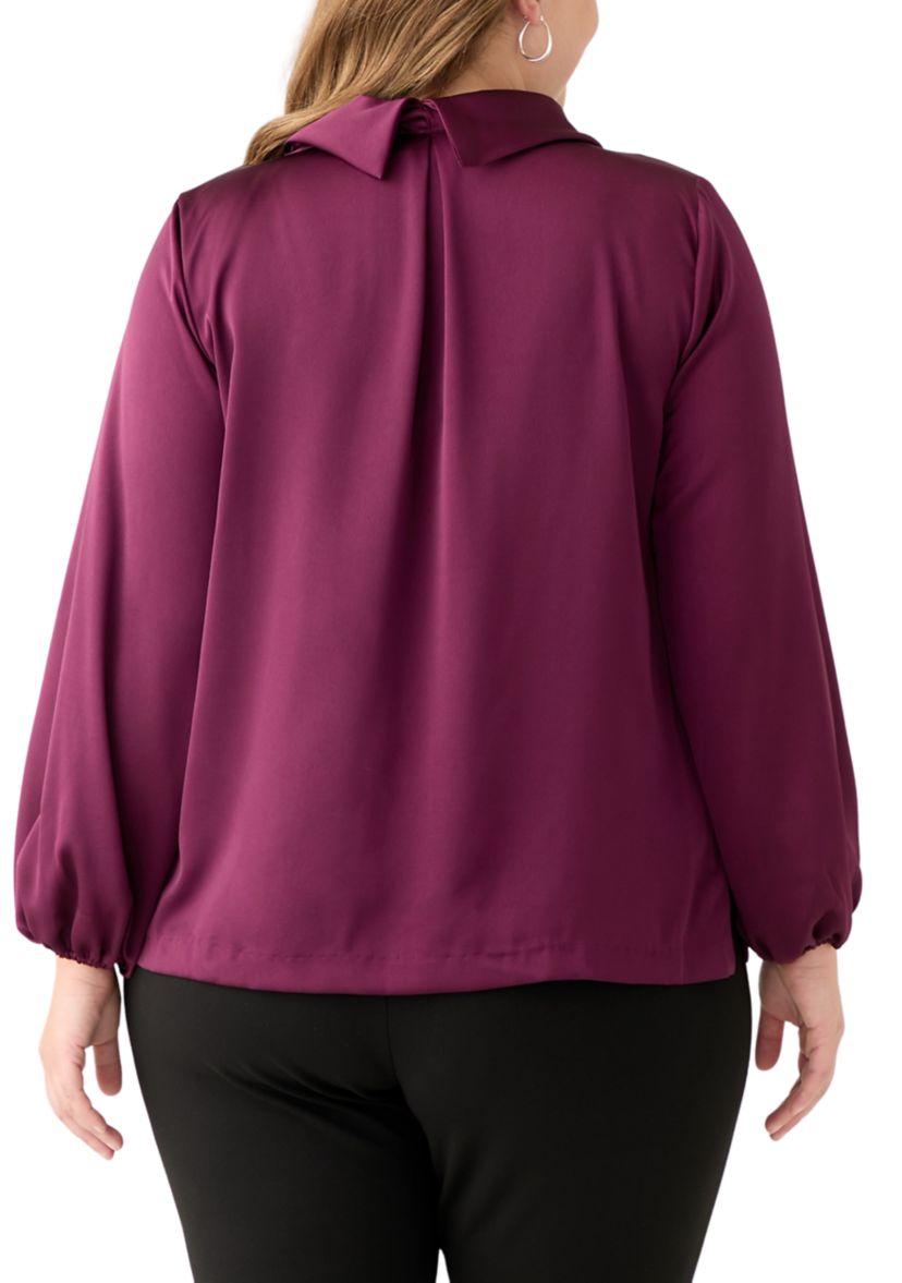 Plus Size Long Sleeve Cowl Neck Blouse