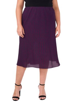 CeCe Women's Plus Size Satin Midi Skirt, 3X