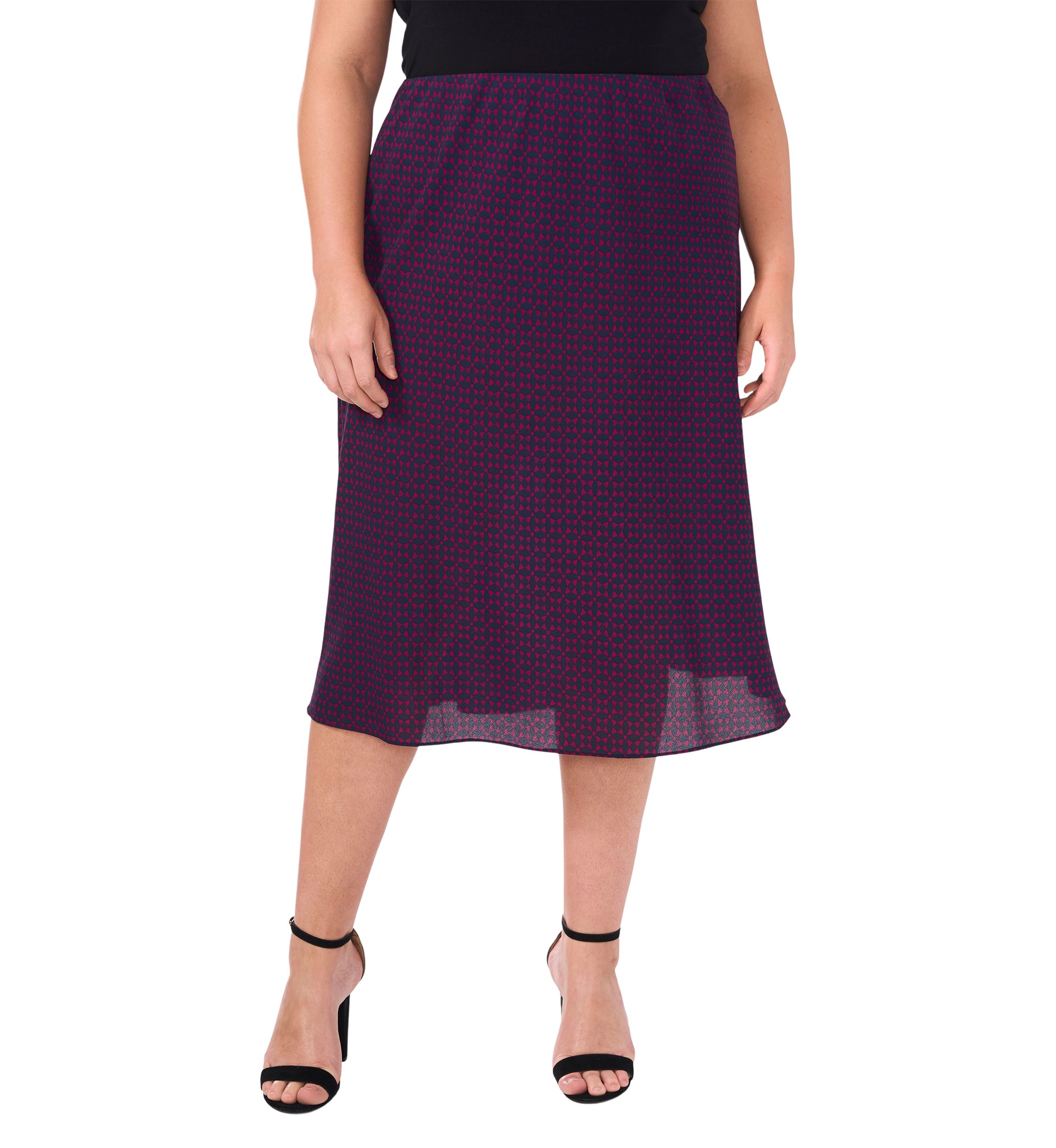 Plus Size Satin Midi Skirt