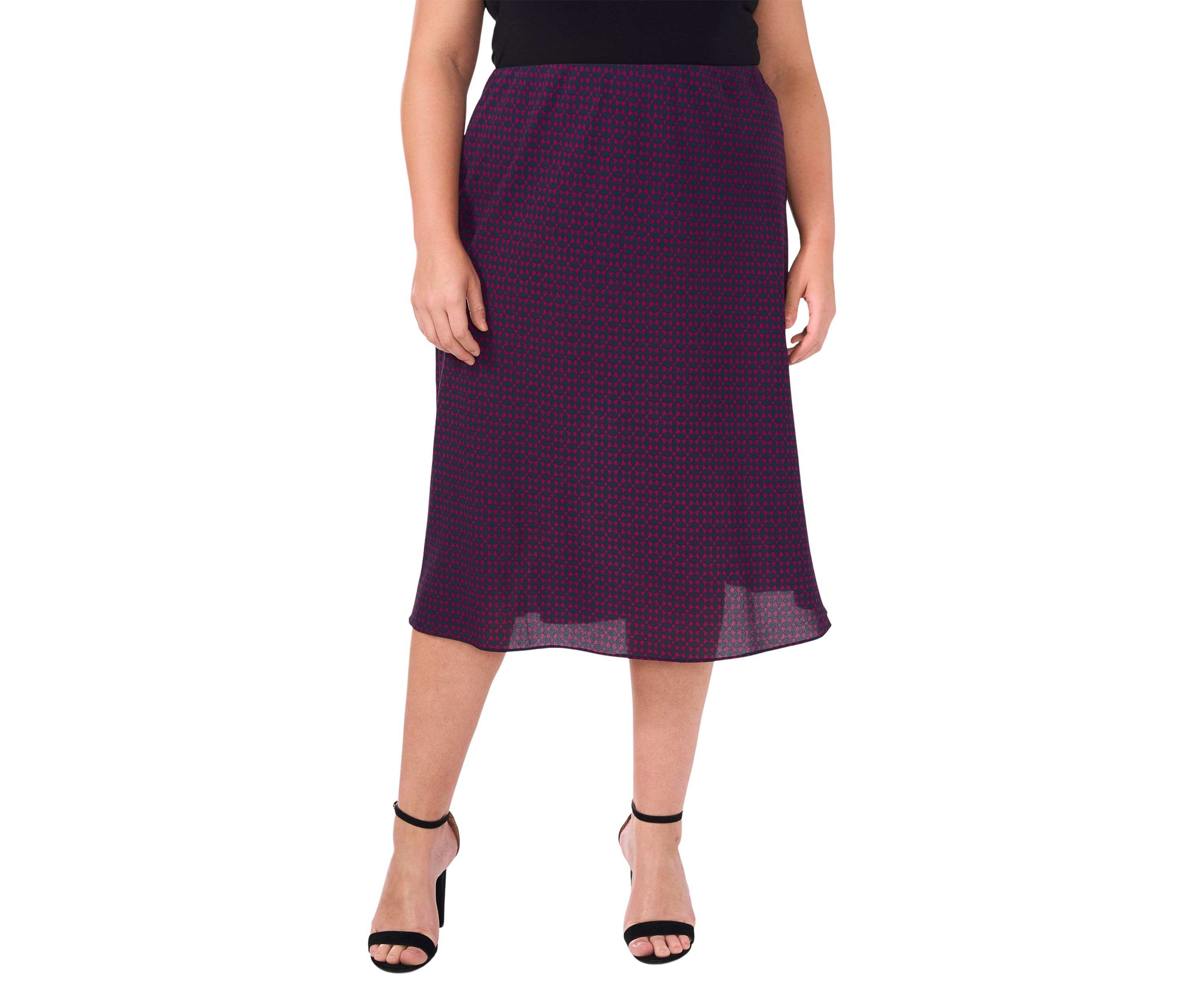 Plus Size Satin Midi Skirt
