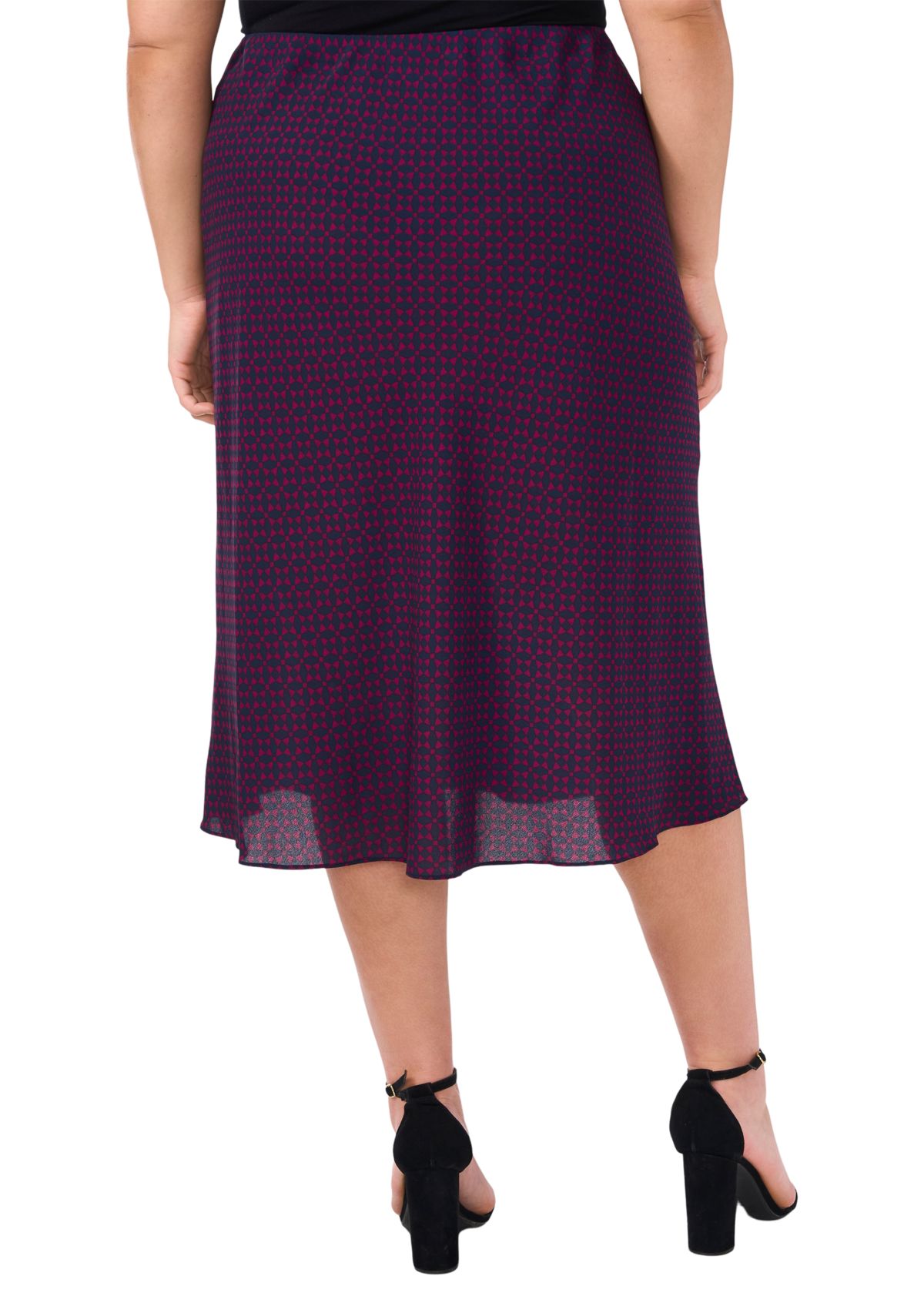 Plus Size Satin Midi Skirt