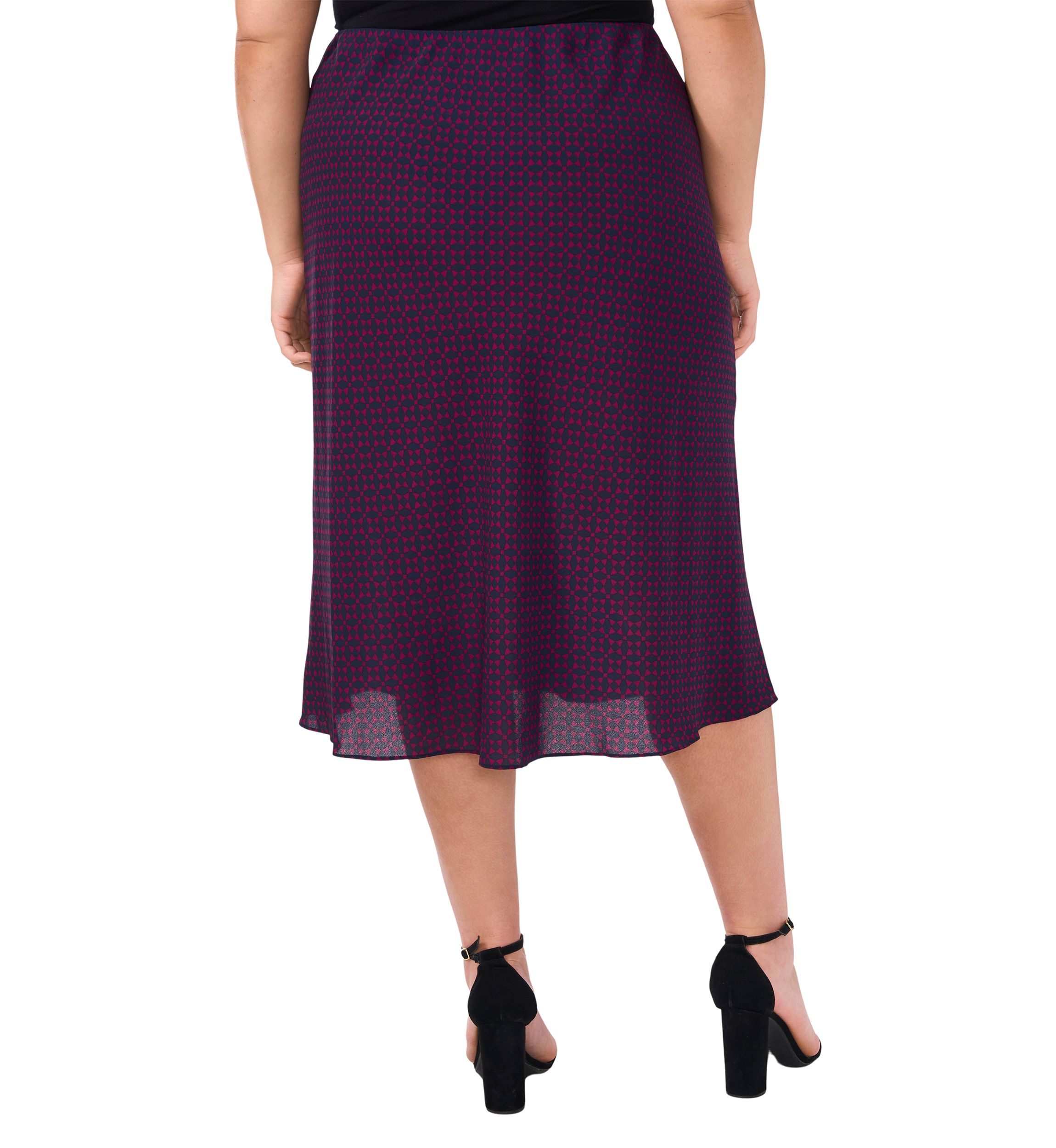 Plus Size Satin Midi Skirt