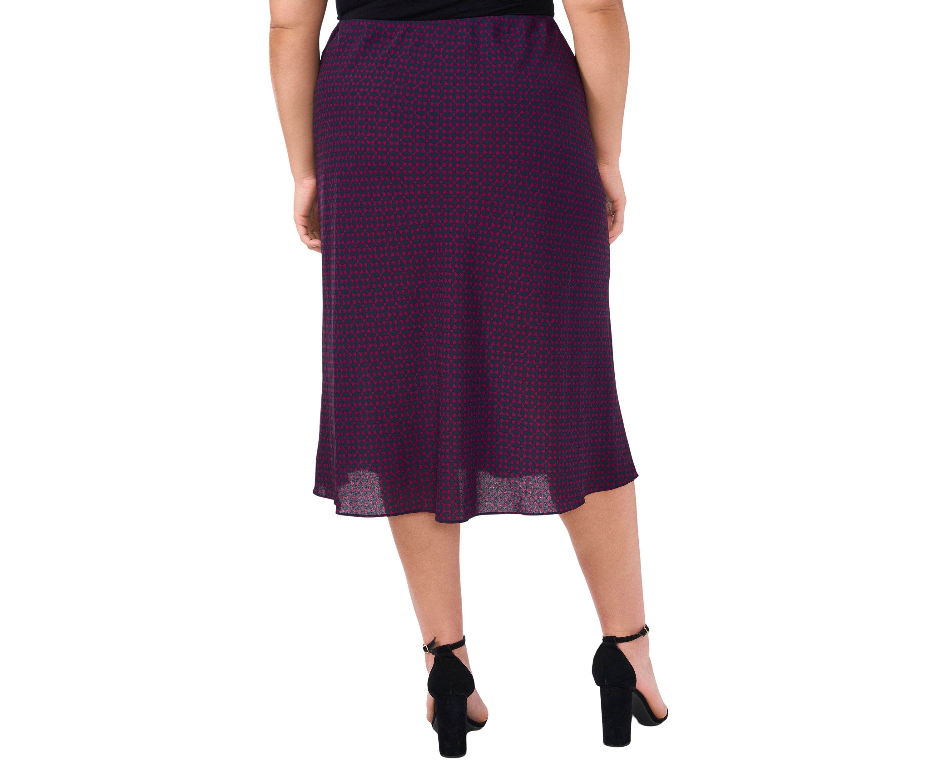 Plus Size Satin Midi Skirt