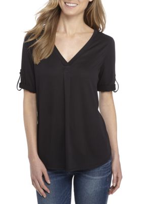 Kaari Blue™ 3/4 Sleeve V-Neck Placket Top | belk