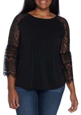 Kaari Blue™ Plus Size Lace Bell Sleeve Top | belk