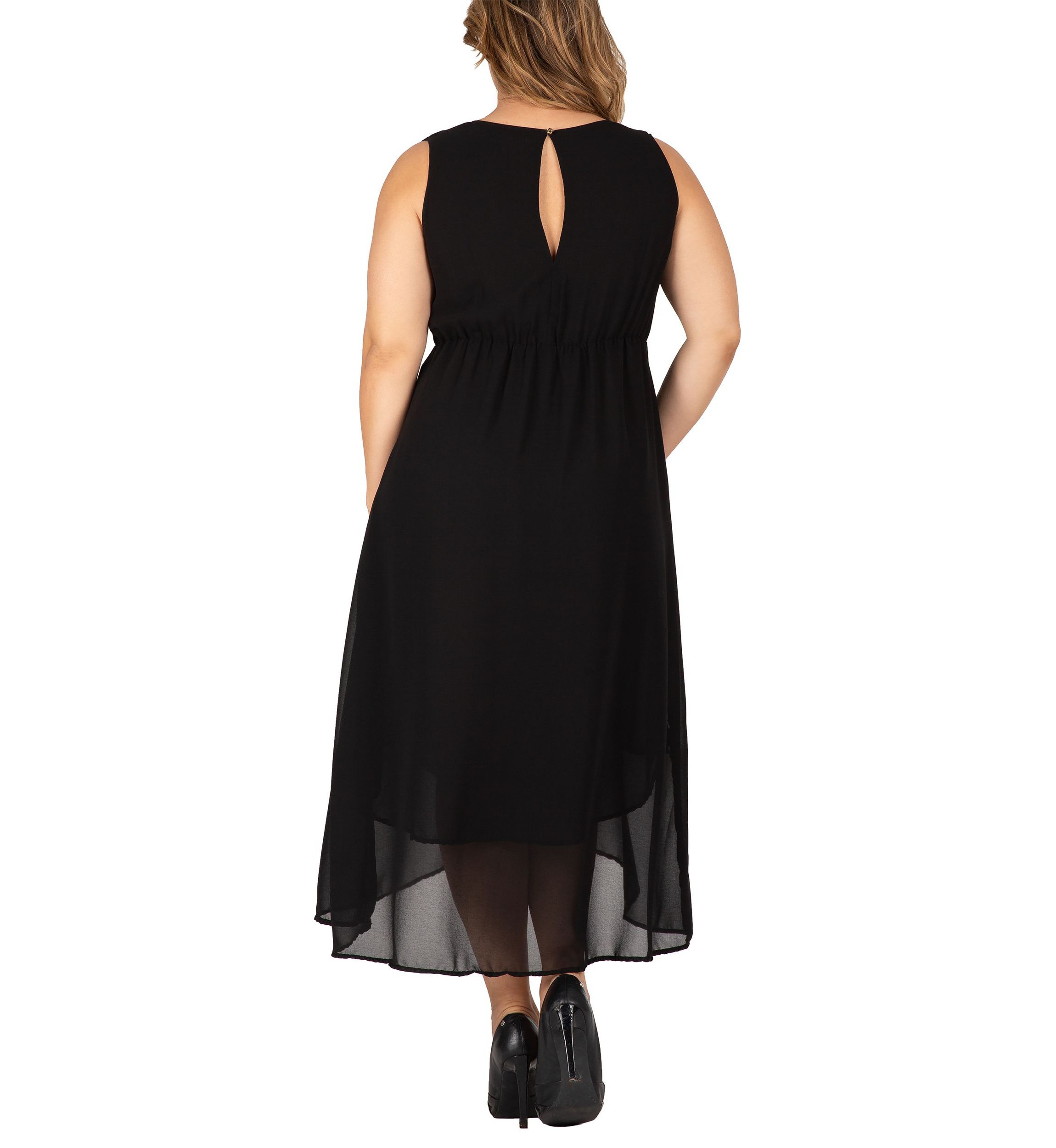 Womens Plus Size Sleeveless High-Low Hem Maxi Dress