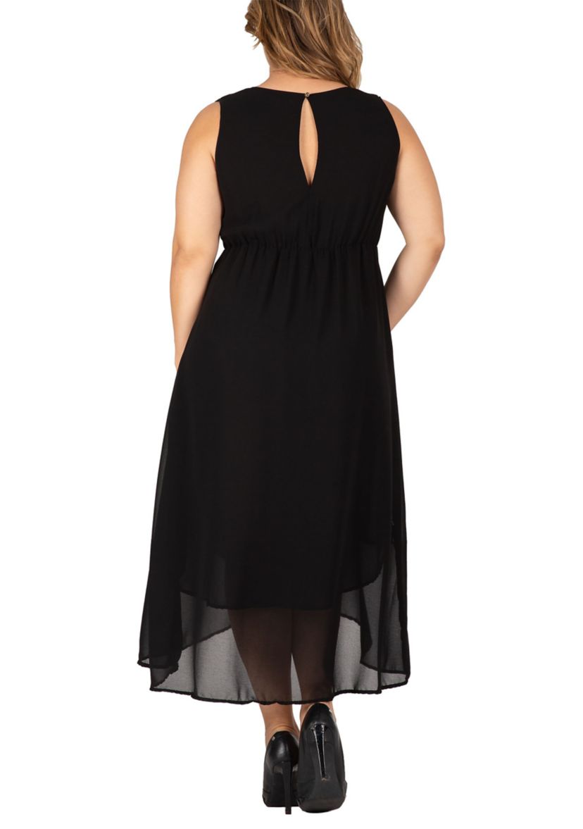 Womens Plus Size Sleeveless High-Low Hem Maxi Dress
