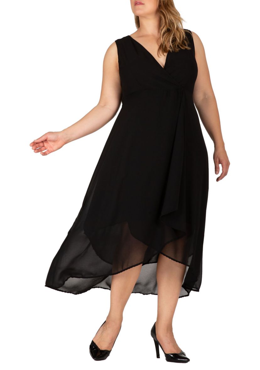 Womens Plus Size Sleeveless High-Low Hem Maxi Dress