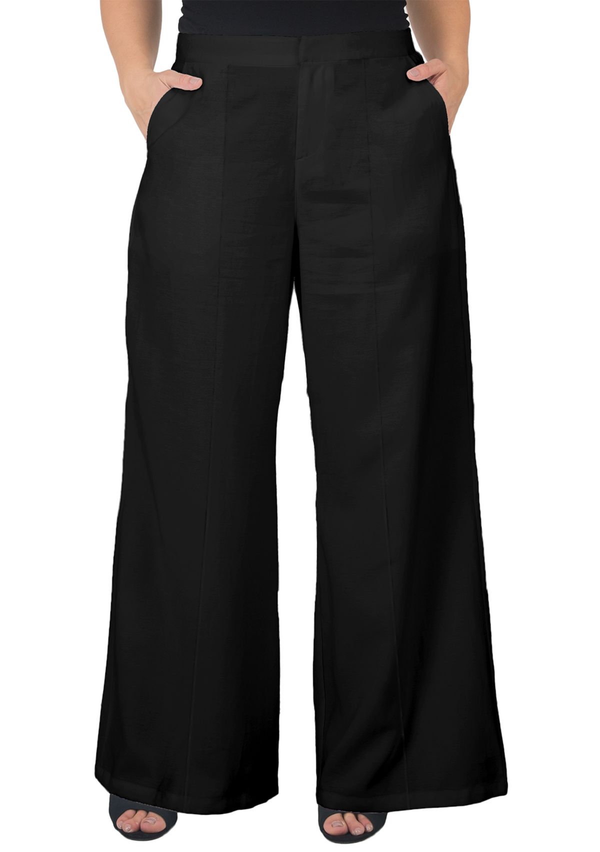Standards & Practices Womens Plus Size Off-White High Waist Wide Leg Pants