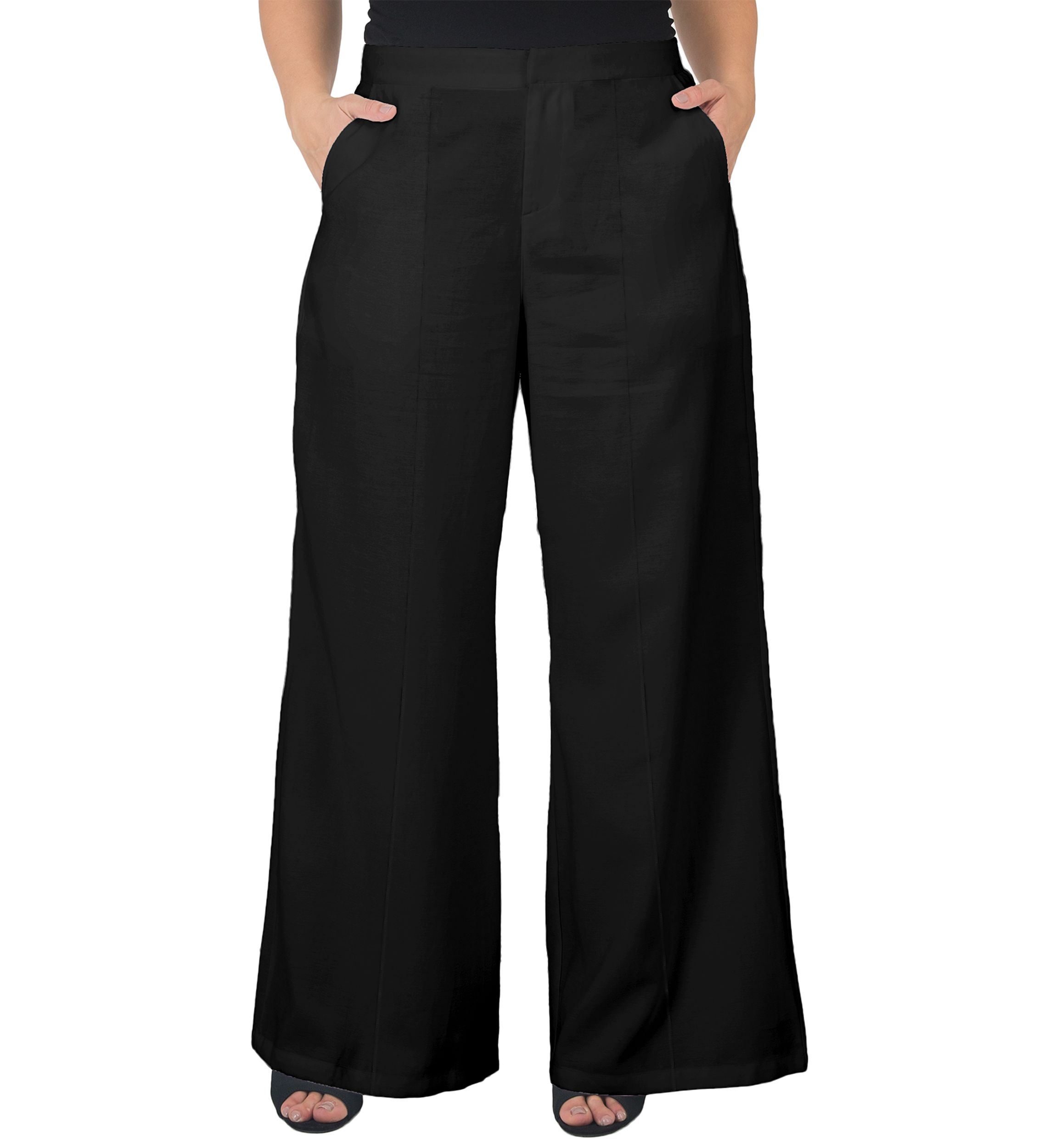 Standards & Practices Womens Plus Size Off-White High Waist Wide Leg Pants