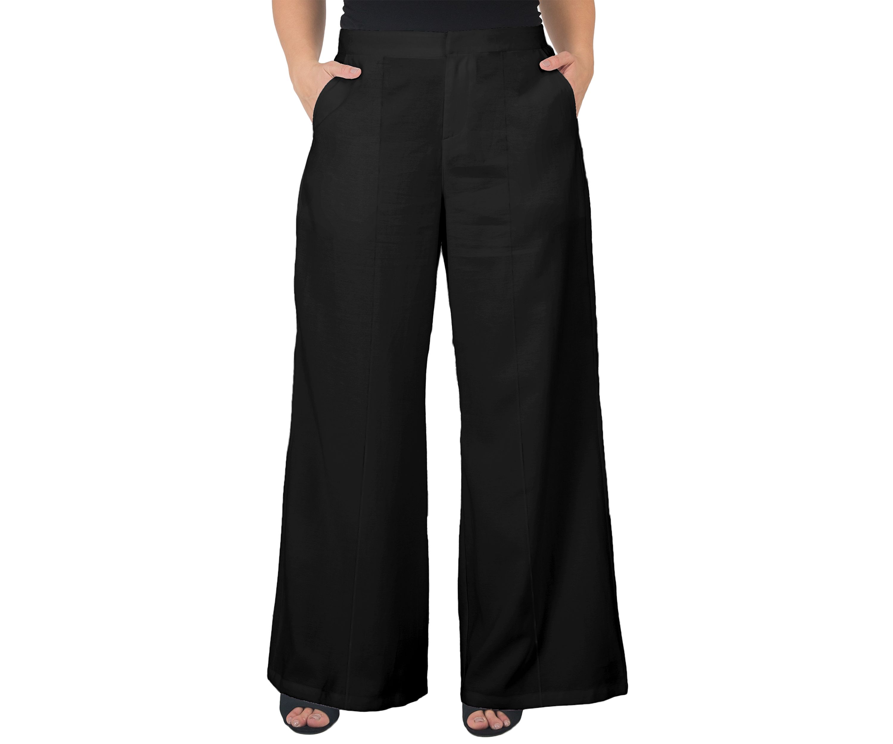 Standards & Practices Womens Plus Size Off-White High Waist Wide Leg Pants