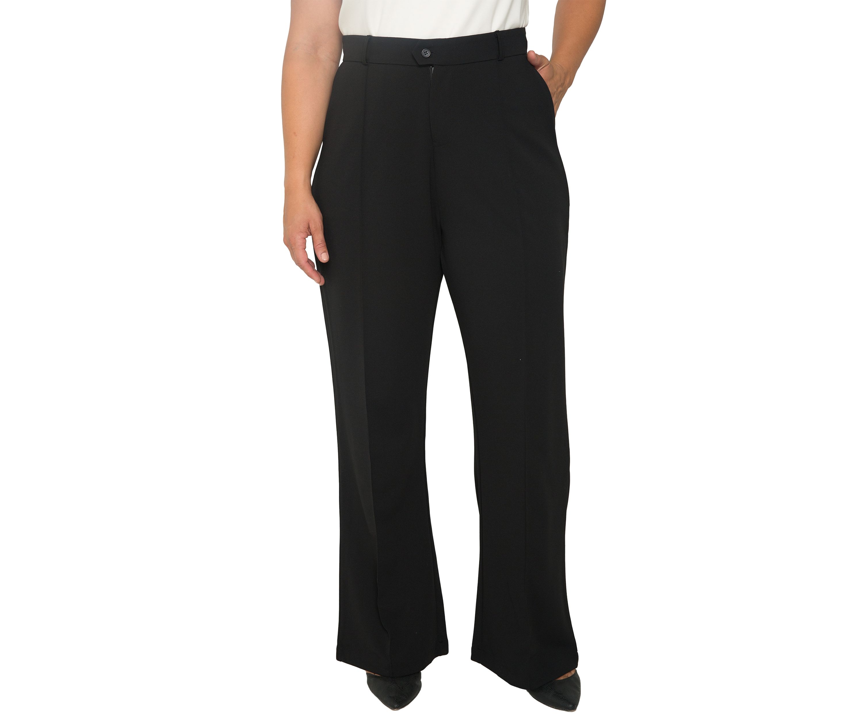 Standards & Practices Plus Size Womens Pintuck Stretch Crepe Wide Leg Trouser  - Black