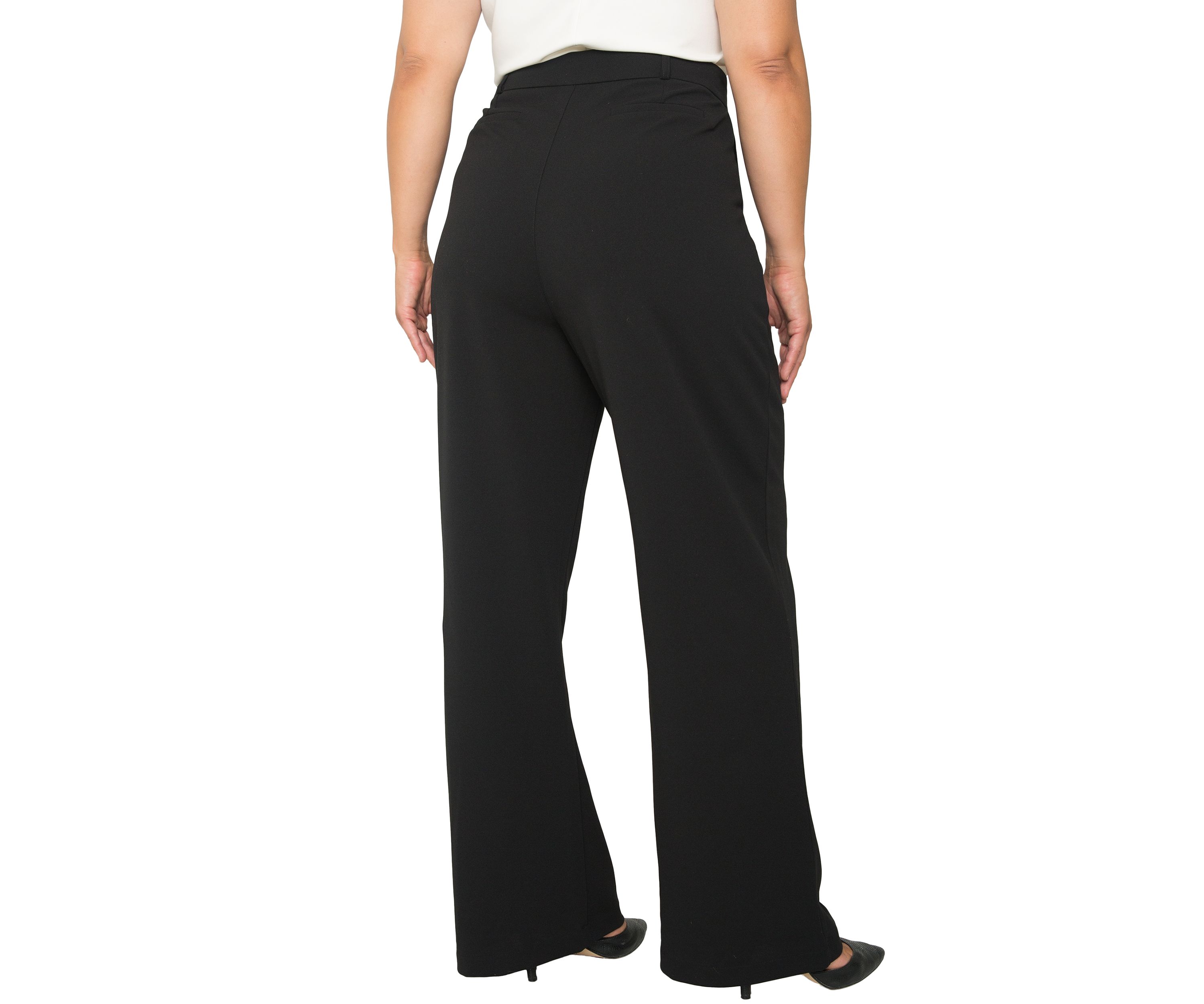 Standards & Practices Plus Size Womens Pintuck Stretch Crepe Wide Leg Trouser  - Black