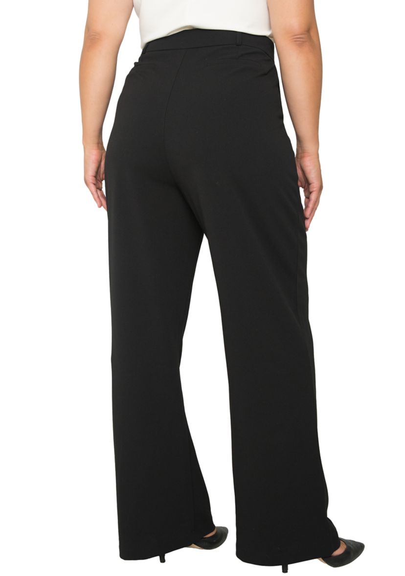 Standards & Practices Plus Size Womens Pintuck Stretch Crepe Wide Leg Trouser  - Black