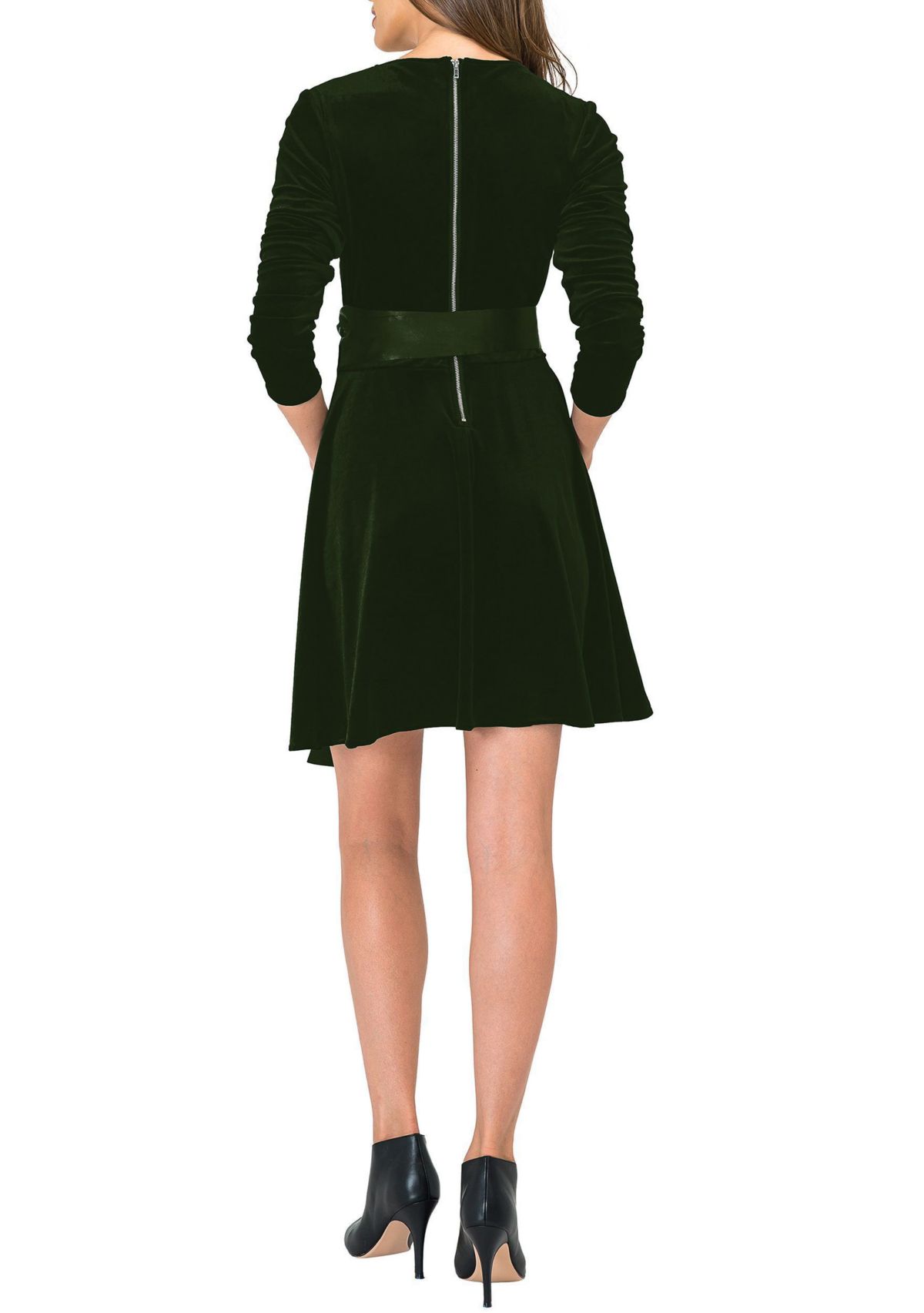 Stretch Satin Belt Aline Dress