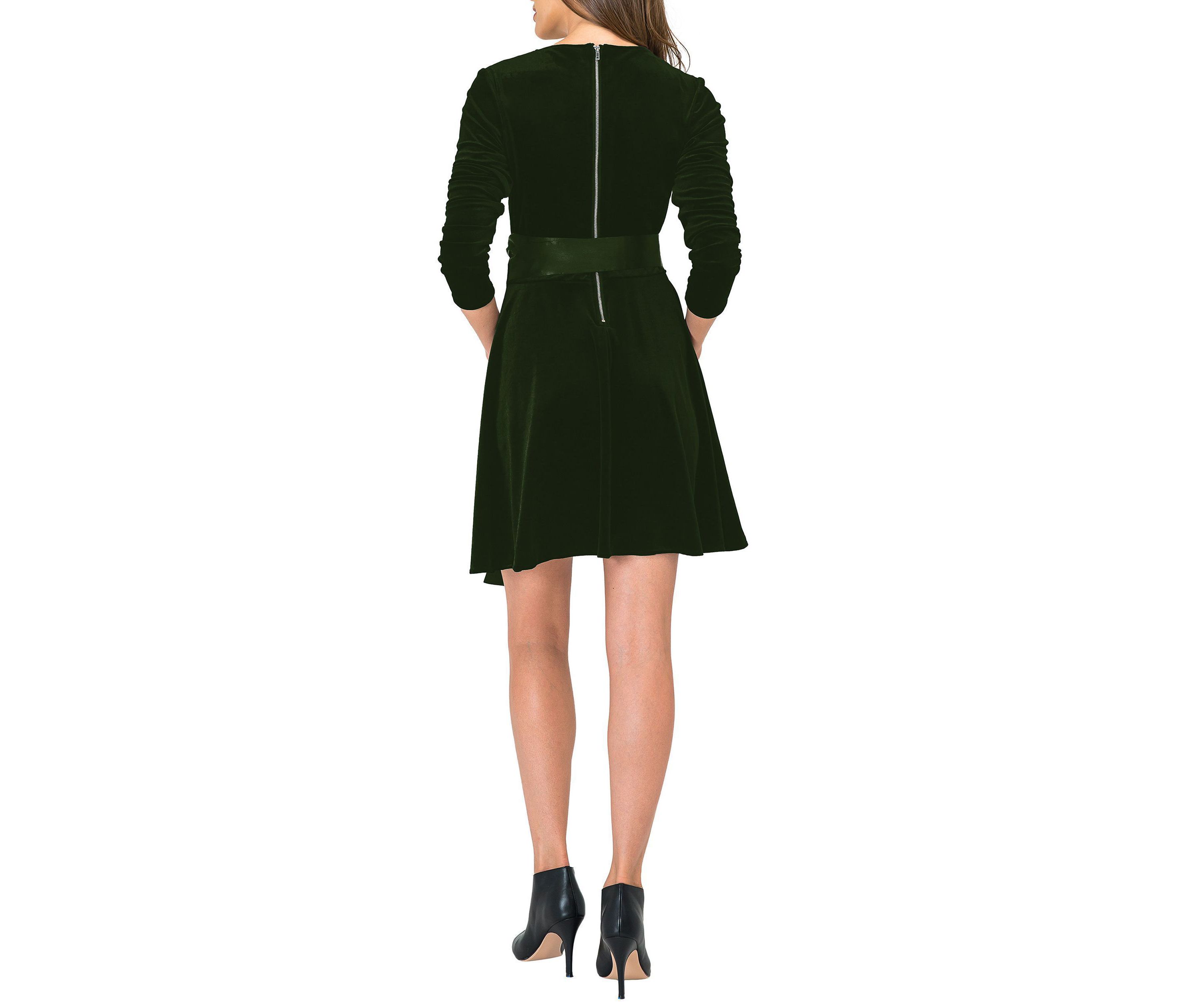 Stretch Satin Belt Aline Dress