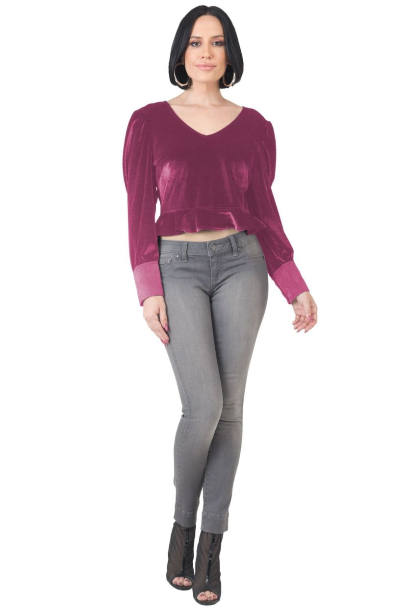 Velvet Peplum Top