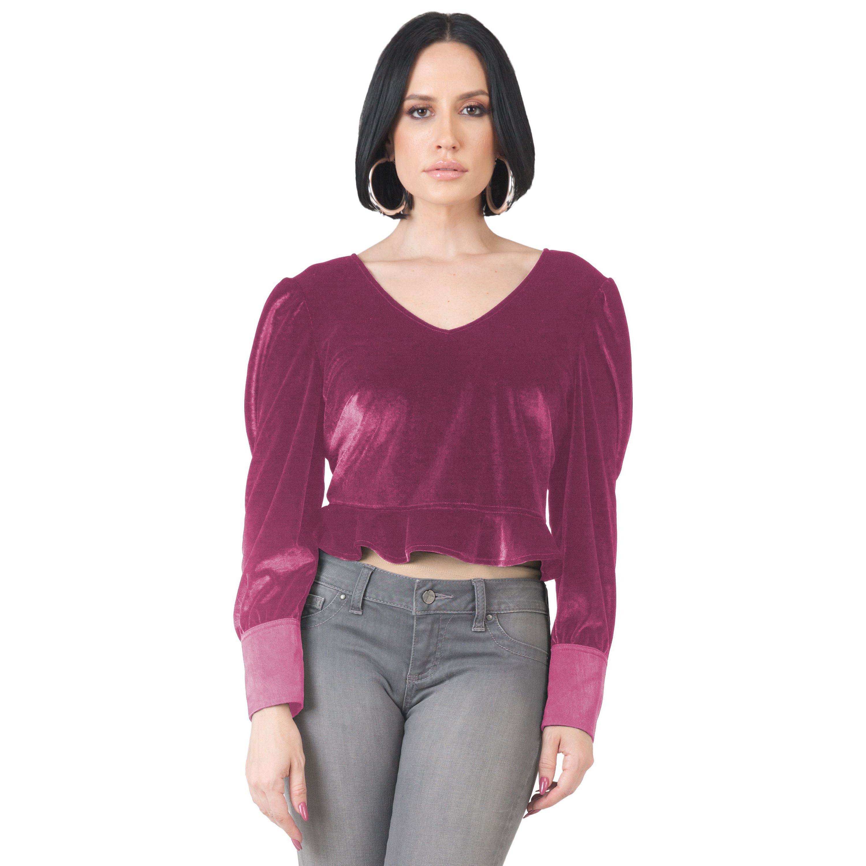 Velvet Peplum Top