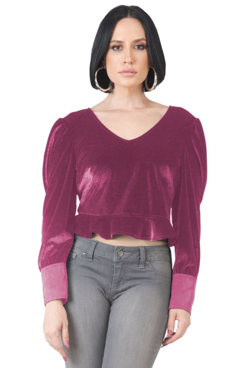 Velvet Peplum Top